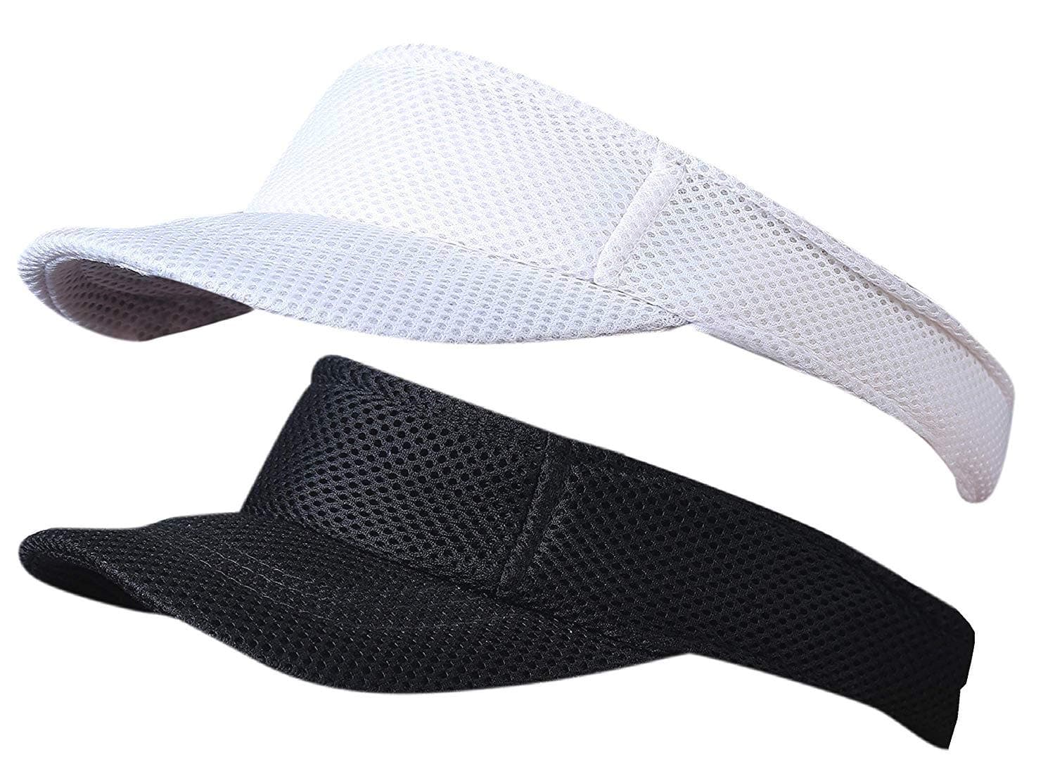 Women's Tennis Visor Net Sunshade Cap Pack of 2 Black & White