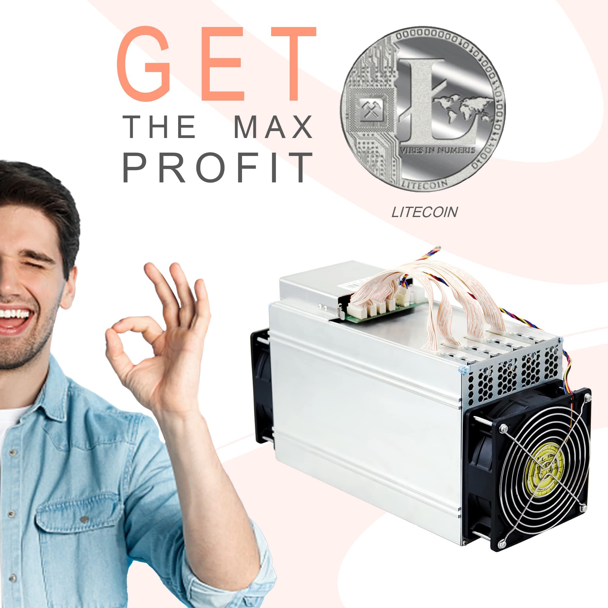 ABSKY Antminer L3++ Scrypt ASIC Litecoin Miner, 580MH/S LTC Dogecoin Miner Machine