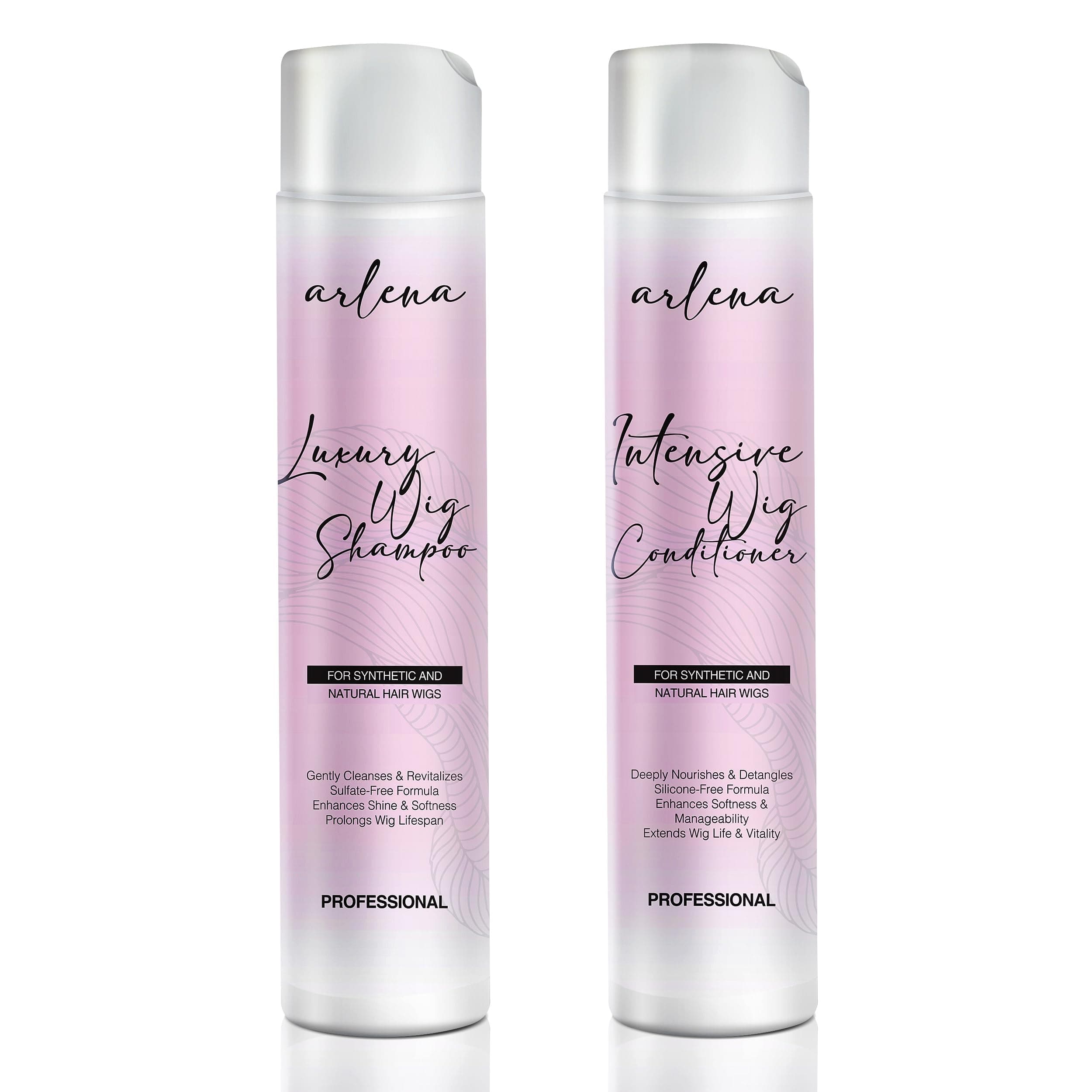 Arlena Luxury Wig Shampoo and Conditioner Set for Synthetic and Natural Hair Wigs - Made in USA, Sulfate-Free, Enhances Shine & Softness, Prolongs Wig Lifespan, Deeply Nourishes & Detangles