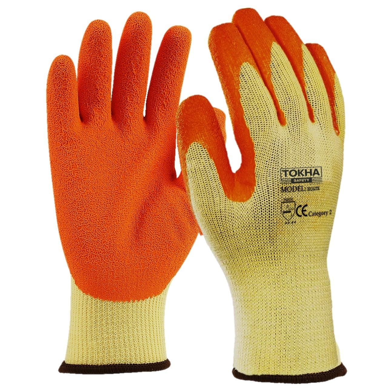 24 Pairs of Rubber Latex Coated Work Gloves for Men - Ideal for Safety, Builders, and Gardening (Orange, Xlarge)