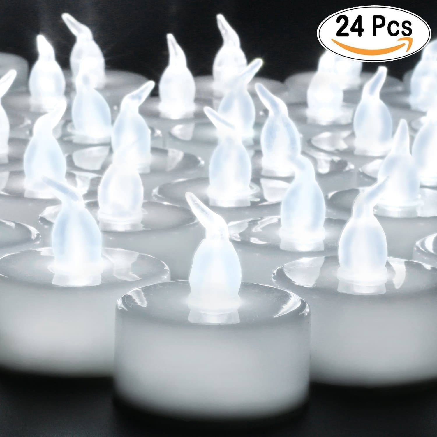 Cookey Flameless LED Tea Lights Candles, 24 Pcs Small Bright Candles with Battery for Party, Festivals, Weddings, Halloween, Christmas Decoration (Cool White) [Energy Class A+++]