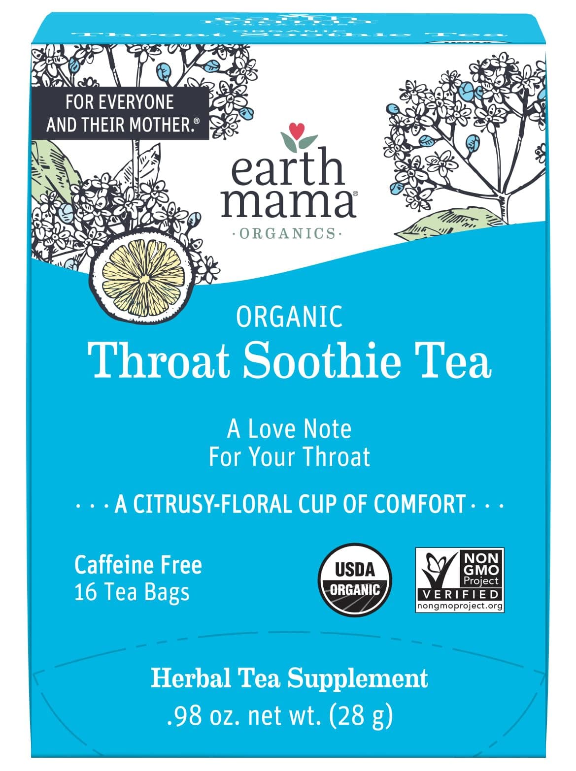 Earth Mama Organic Throat Smoothie Tea with Elderflower for Immune Support | Formulated with NO Licorice | Safe for Kids & During Pregnancy, 16-Count