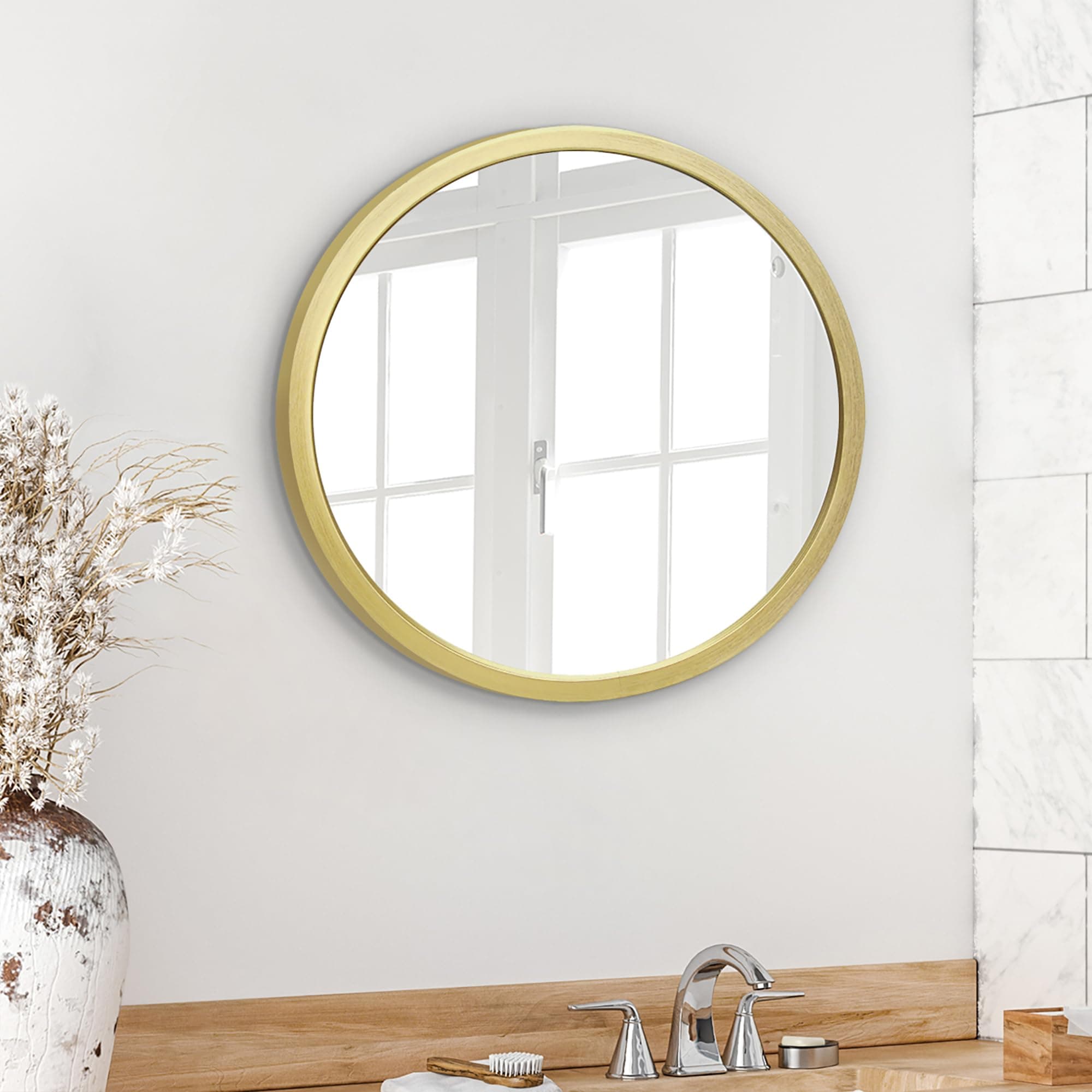 20" Round Mirror - Hanging Mirrors with Durable Frame - Modern Mirror for Bathroom, Bedroom, Living Room - Mirrors for Wall Display and Home Decor - Gold