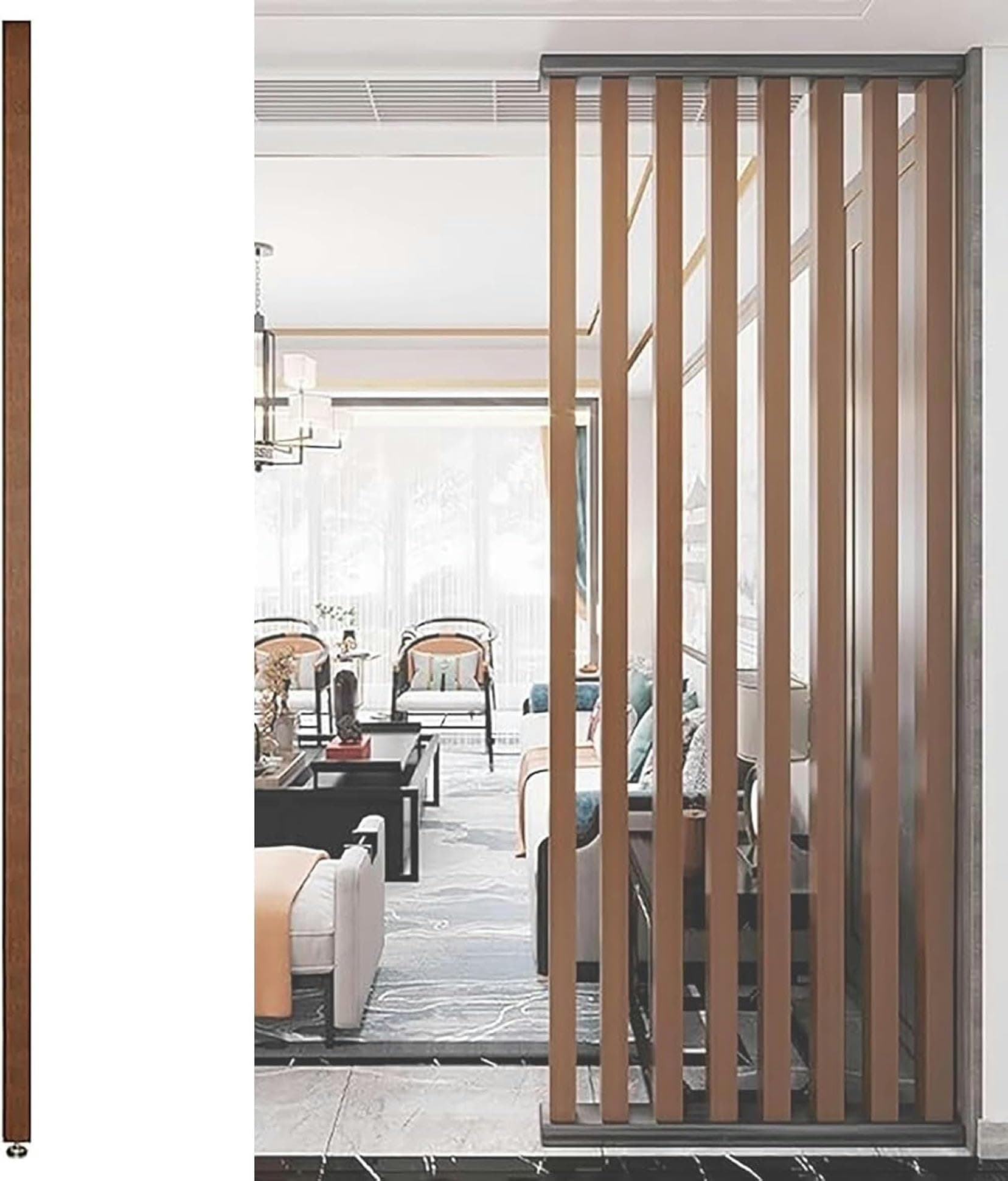 Wall Partition Room Divider Floor to Ceiling Wooden Slats - Freestanding Modern Wall Post Partition for Entrance Restaurant Office Decor Column - 70 to 230cm Tall Privacy Screens Post~/