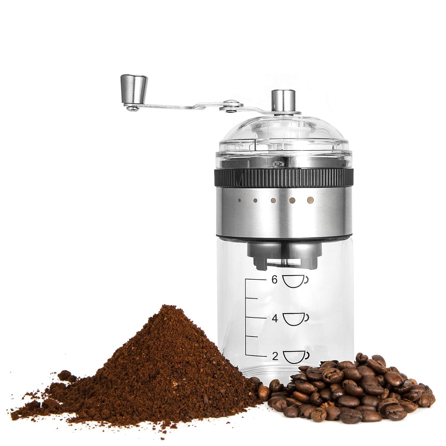 MICOCAH Manual Coffee Grinder with Adjustable Setting, Burr Grinder for Coffee Beans, Hand Coffee Grinder Mill with Ceramic Burr, Portable Hand Crank Coffee Bean Mill for Home Use, Camping