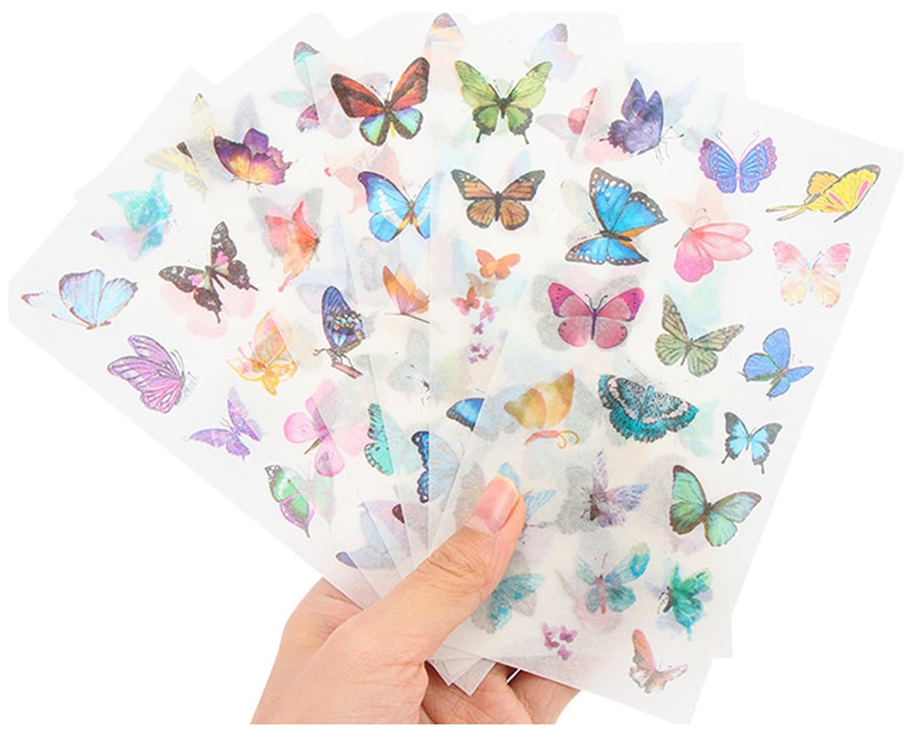 Washi Planner Sticker, Decorative Adhesive Sticker, Craft Scrapbooking Sticker Set for Diary, Album, Notebook 12 Sheets/Pack (Butterfly)