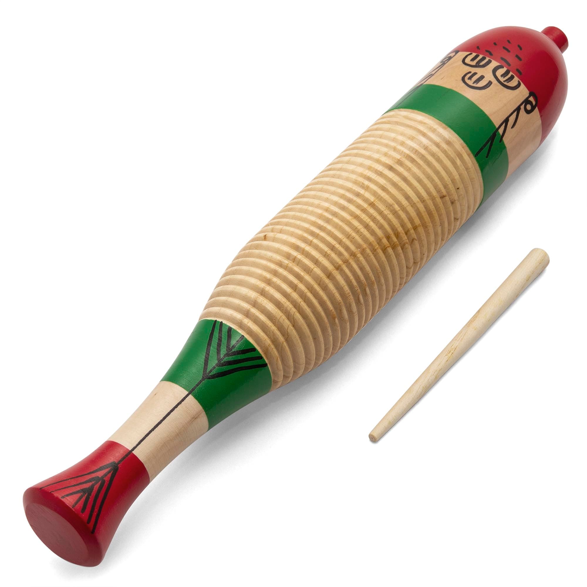 TIGER Wooden Fish Guiro with Wooden Scraper - School Percussion Instrument