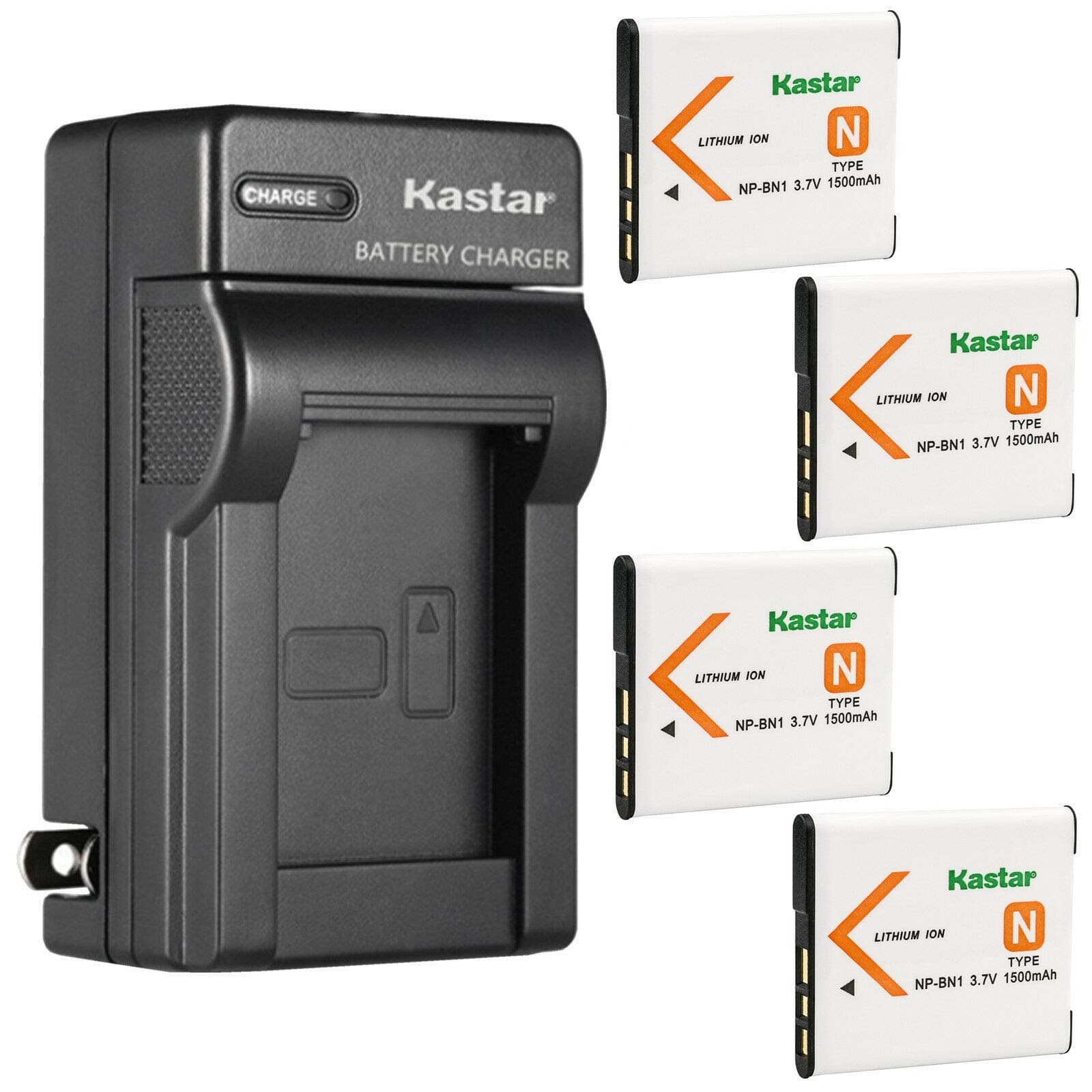 Kastar 4-Pack Battery and AC Wall Charger Replacement for Sony Cyber-Shot DSC-W530, DSC-W550, DSC-W560, DSC-W570, DSC-W580, DSC-W610 Cameras