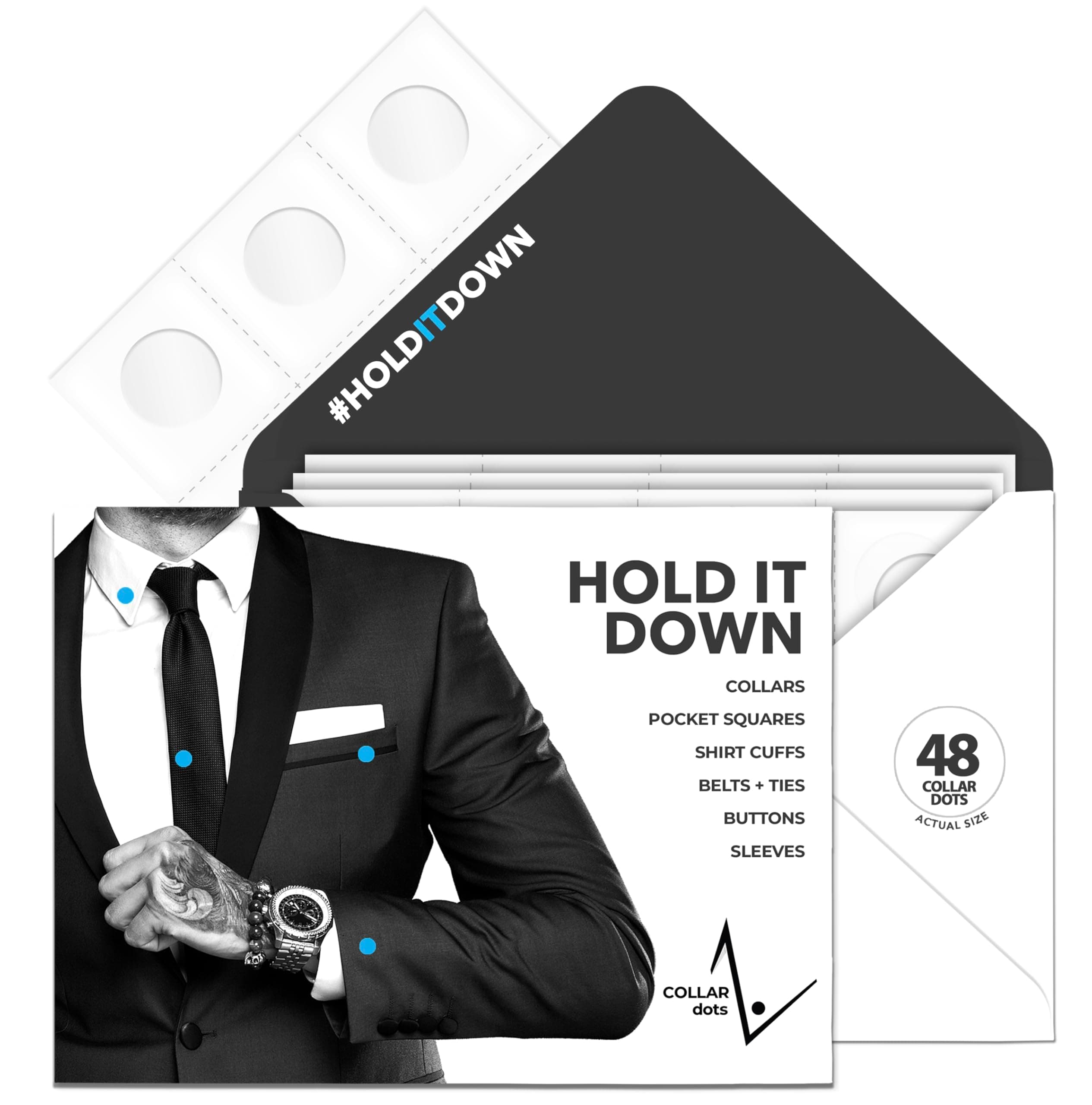 – Adhesive Collar Stays for Dress Shirts & Polos | Stop Floppy & Curling Collars | Easy Stick-On Stiffeners