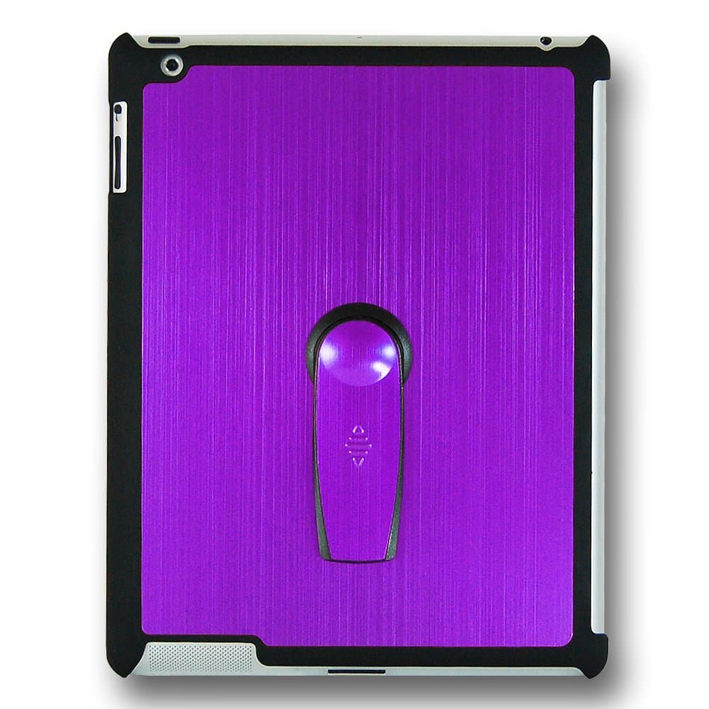 Lumii Ark Aluminum Rotatable Back Hard Cover Case with Stand for iPad 2 – Purple+ free bonus iphone 4/4s case
