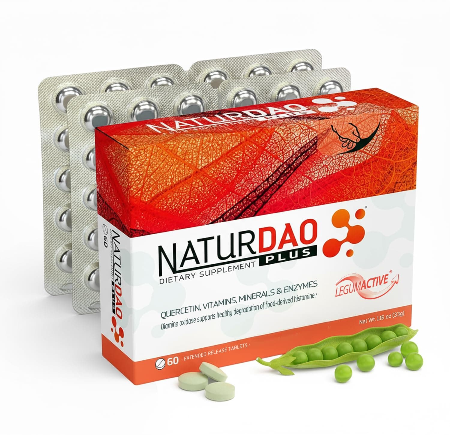 NATURDAO Plus® DAO Enzyme 1,000,000 HDU per dose - Catalase Enzyme - 8 Cofactors and Adjuvants - Advanced Histamine Blocking Formula - Food Intolerance - 60 Extended Release Tablets