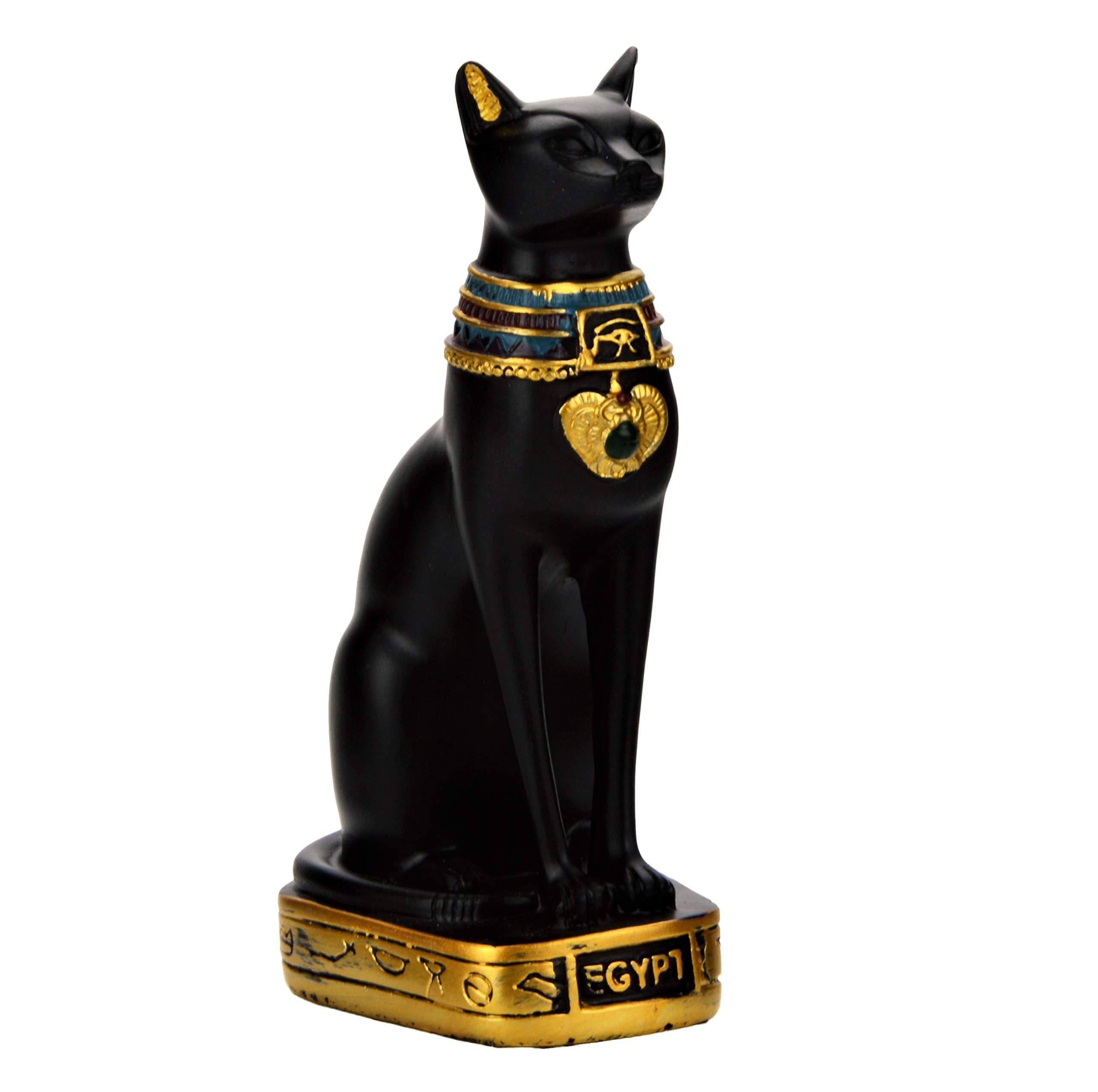 NileCart Egyptian Bastet Collectible Figurine The Black Cat Goddess Statue - Handmade in Egypt (Medium 5.4 inches Tall)