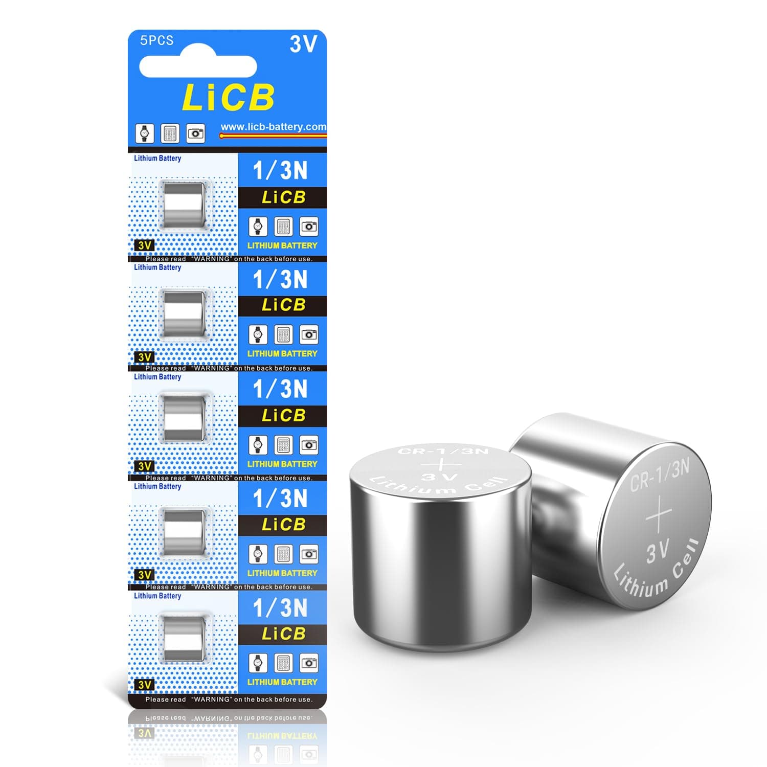 CR1/3N Battery 3V Lithium 1/3N Batteries (5 - Pack)