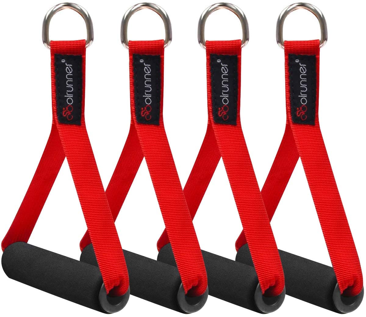 2 Pair Resistance Band Handles Grips Fitness Strap Wide Design Heavy Duty Cable Handles with Solid ABS Cores, Heavy Gauge Welded D-Rings (4-Piece Set)