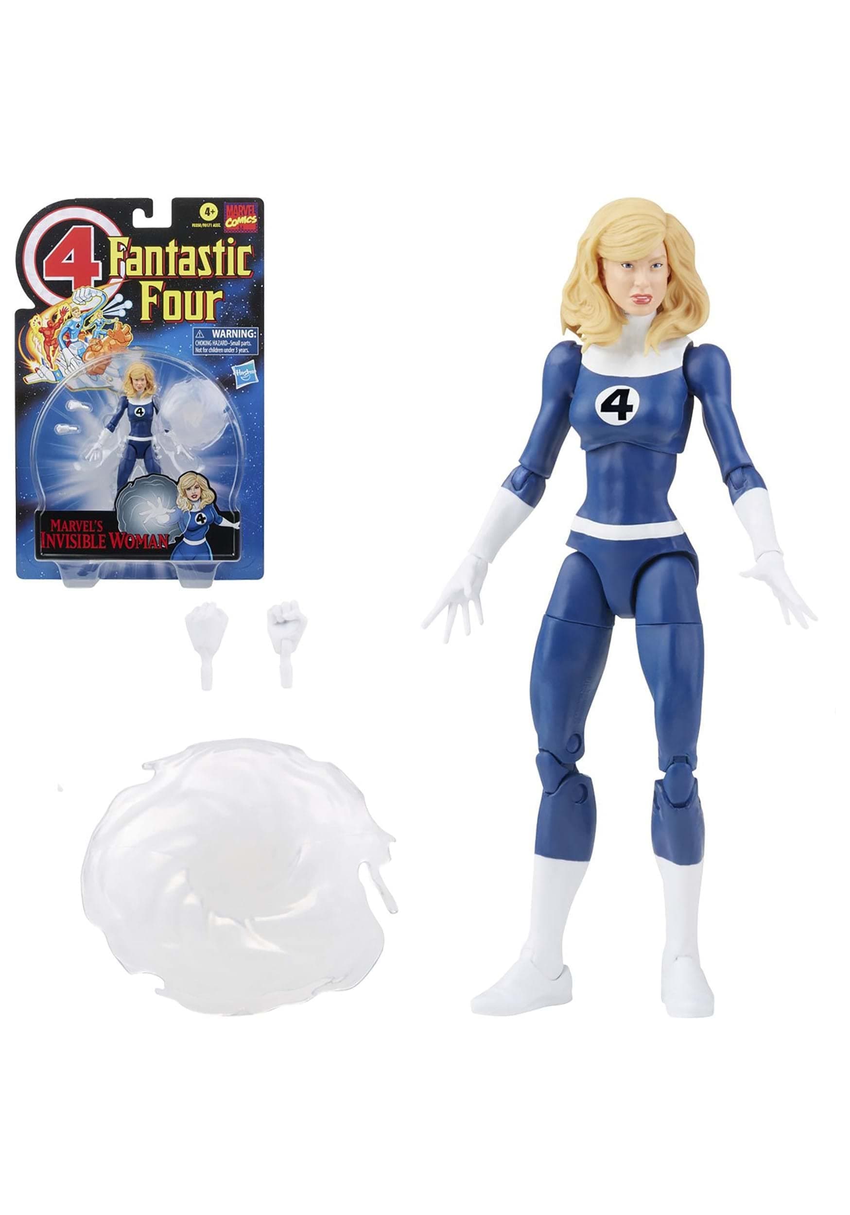 Legends Series Retro Fantastic Four Marvel's Invisible Woman 6-inch Action Figure Toy, Includes 3 Accessories , Blue