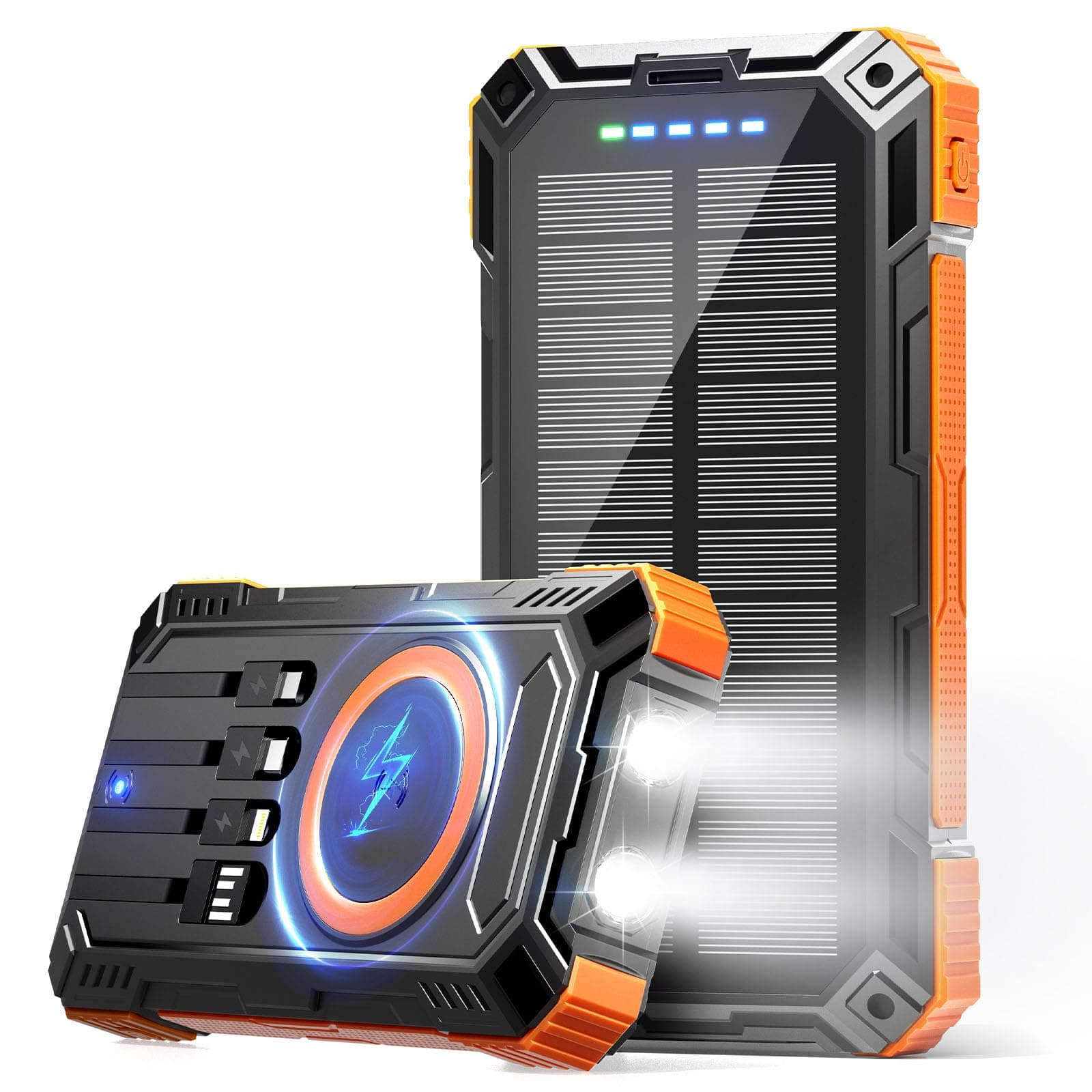 Power Bank 49800mAh Solar Charger with Type-C 5V3.1A Fast Charging Wireless Charging Flashlight