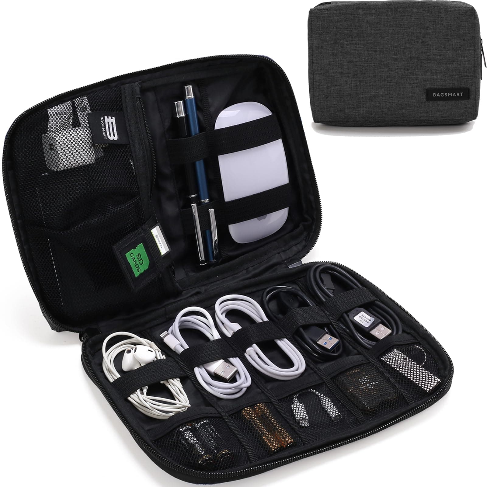 BAGSMART Electronic Organizer Small Travel Cable Organizer Bag for Hard Drives, Cables, Charger, Phone, USB, SD Card