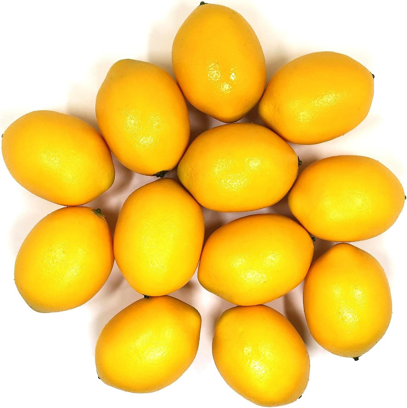 12pcs Artificial Lemons - Yellow Fake Lemons Faux Fruit for Home Kitchen Table Fruit Bowl Cabinet Party Xmas Decor