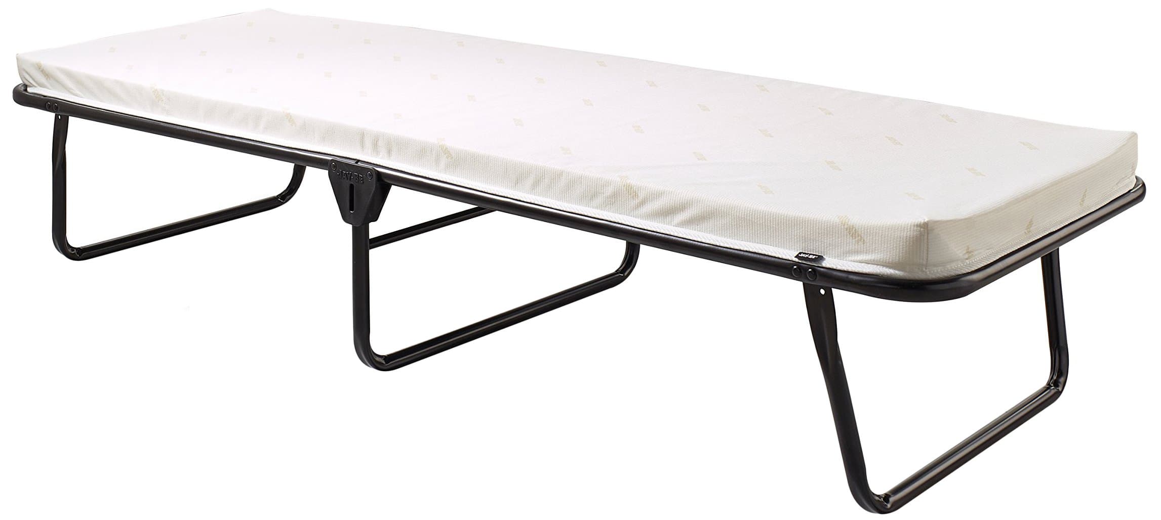 Saver Folding Cot Bed with Rebound e-Fibre Mattress, Lightweight,Black/White