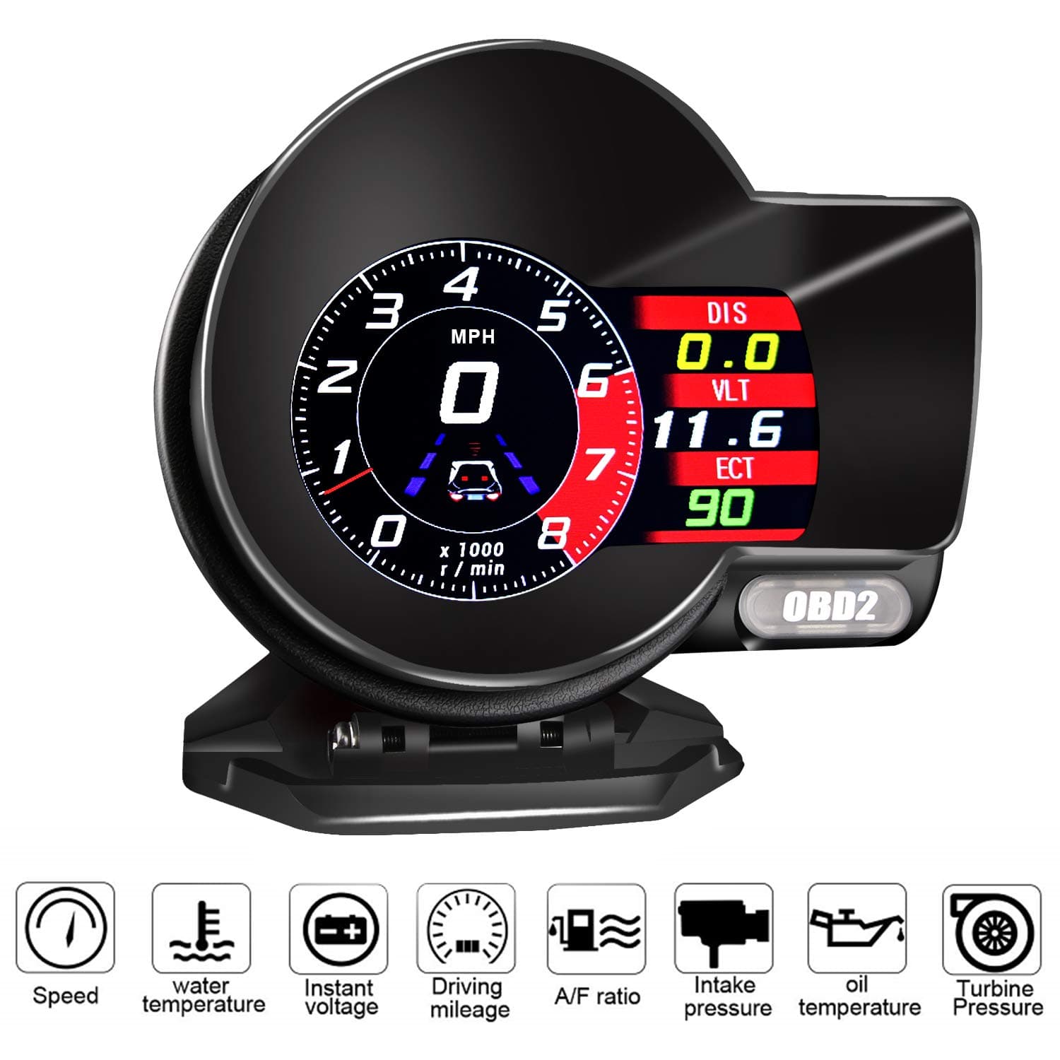 Car Head Up Display,WIDERLIFE Automotive Universal HUD OBDII EUOBD 6 Display Modes HD TFT LCD Instrument Refitting Code Table with Scan and Clear Fault Code Overspeed Alarm Suitable for Most Vehicles