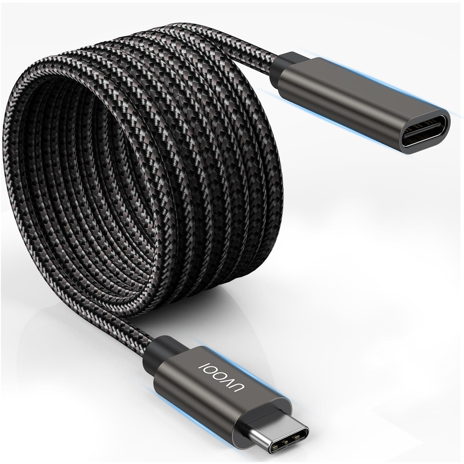 UVOOIUSB C Extension Cable 10FT, USB C Extender Cord Male to Female USB 3.2 Type C 100W Fast Charging & Sync 10Gbps for Mobile Phone, MacBook/Air/Pro, iPad Pro/Mini, Dell XPS Surface and More