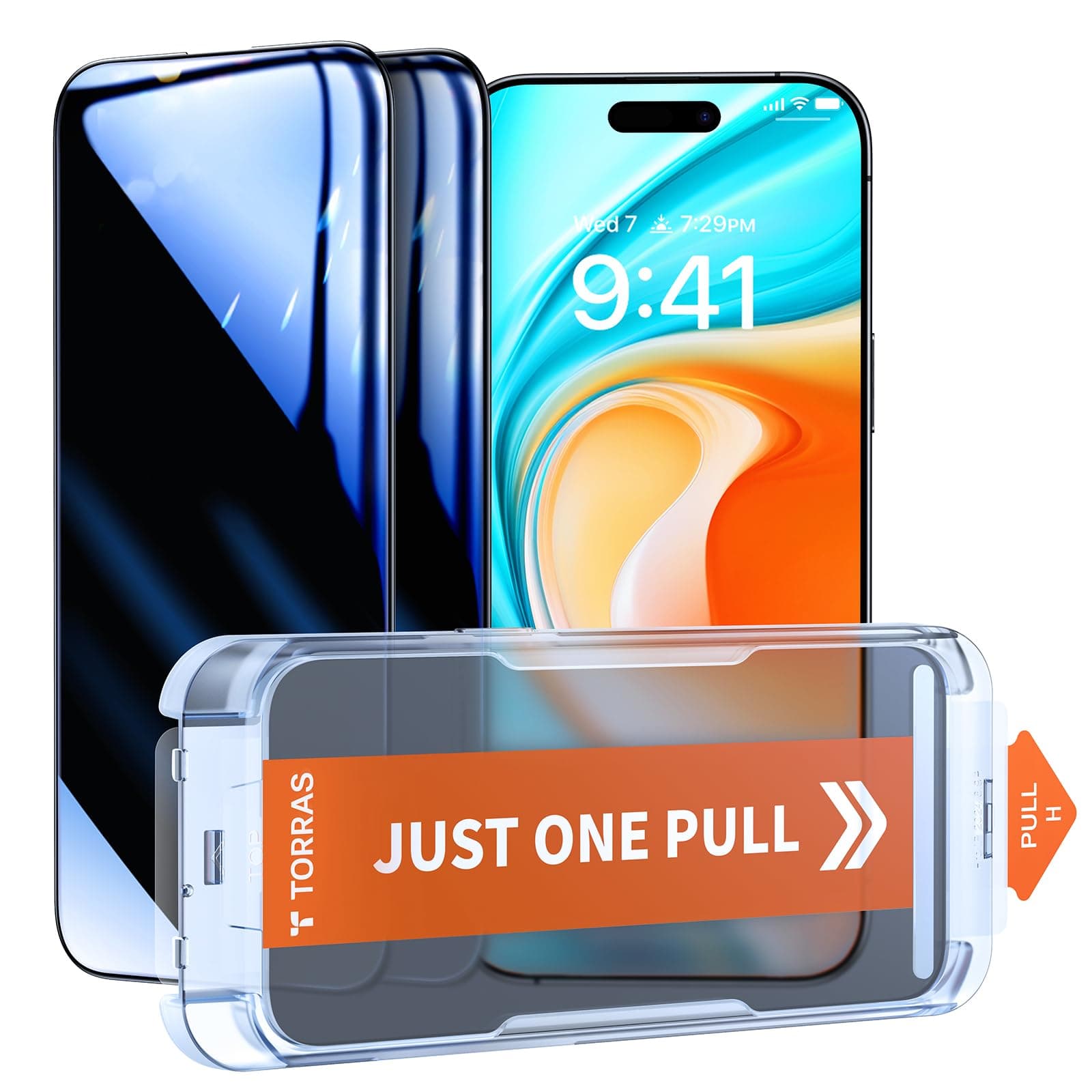 TORRASUncrackable 9H+ for iPhone 16 Pro Max Privacy Screen Protector [ 12FT Military-Grade Anti Shatter] [Top 25° Anti Spy, Data Protection] Full Coverage Tempered Glass, 2-Pack 6.9"ClimatePartner certified