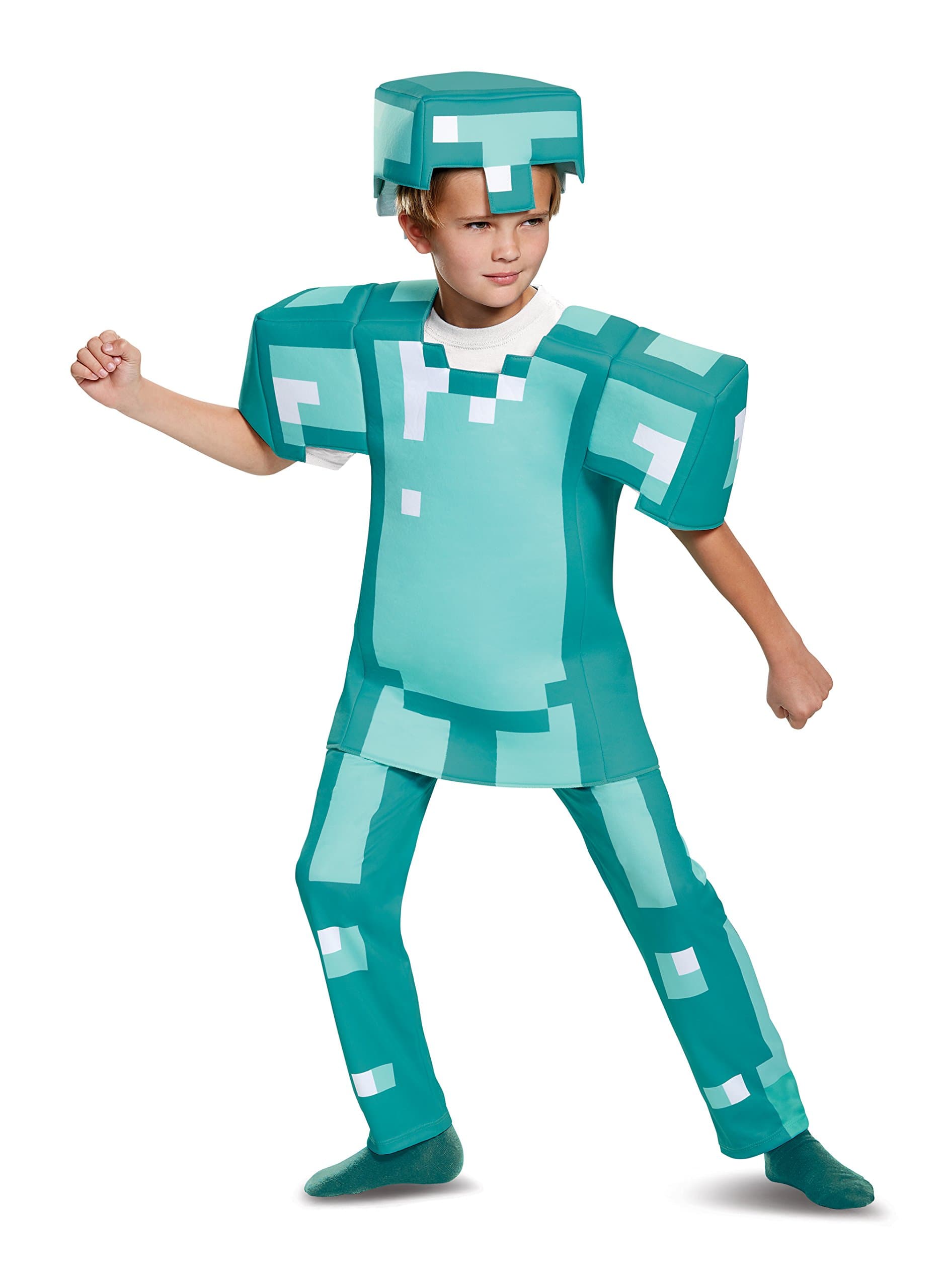 DISGUISE Official Deluxe Diamond Armour Minecraft Costume Kids - Made With Super Soft Material - Christmas Halloween Costumes For Kids Fancy Dress Up Outfit
