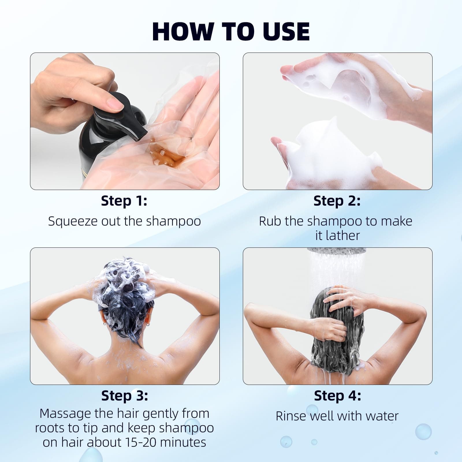 Ivnil Black Hair Dye Shampoo 3 in 1 Champu Para Canas Mujer Gray Hair Coverage for Women & Men Herbal Natural Plant Hair Color Shampoo