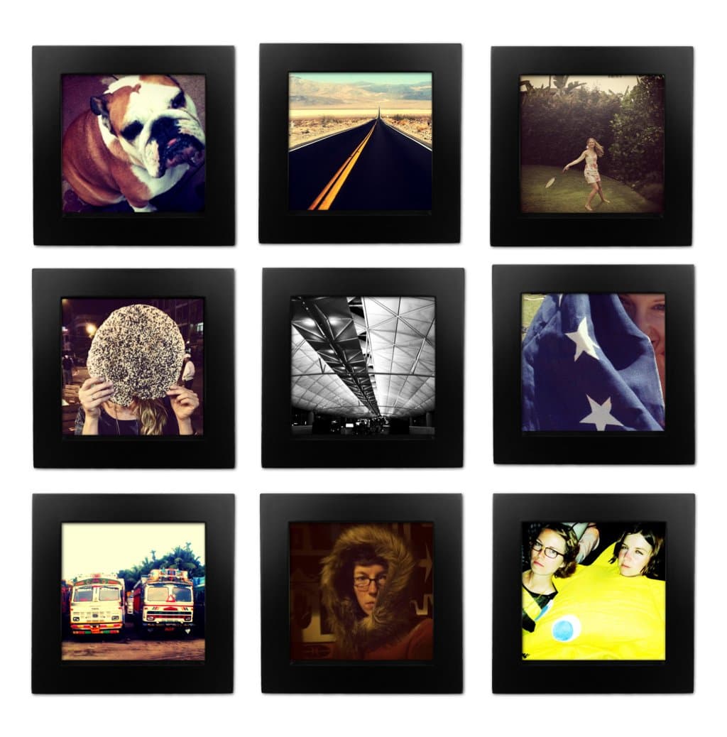 Tiny Mighty Frames9-Set, Natural Wood, Square, Instagram, Photo Frame, 4x4 (9, Black)