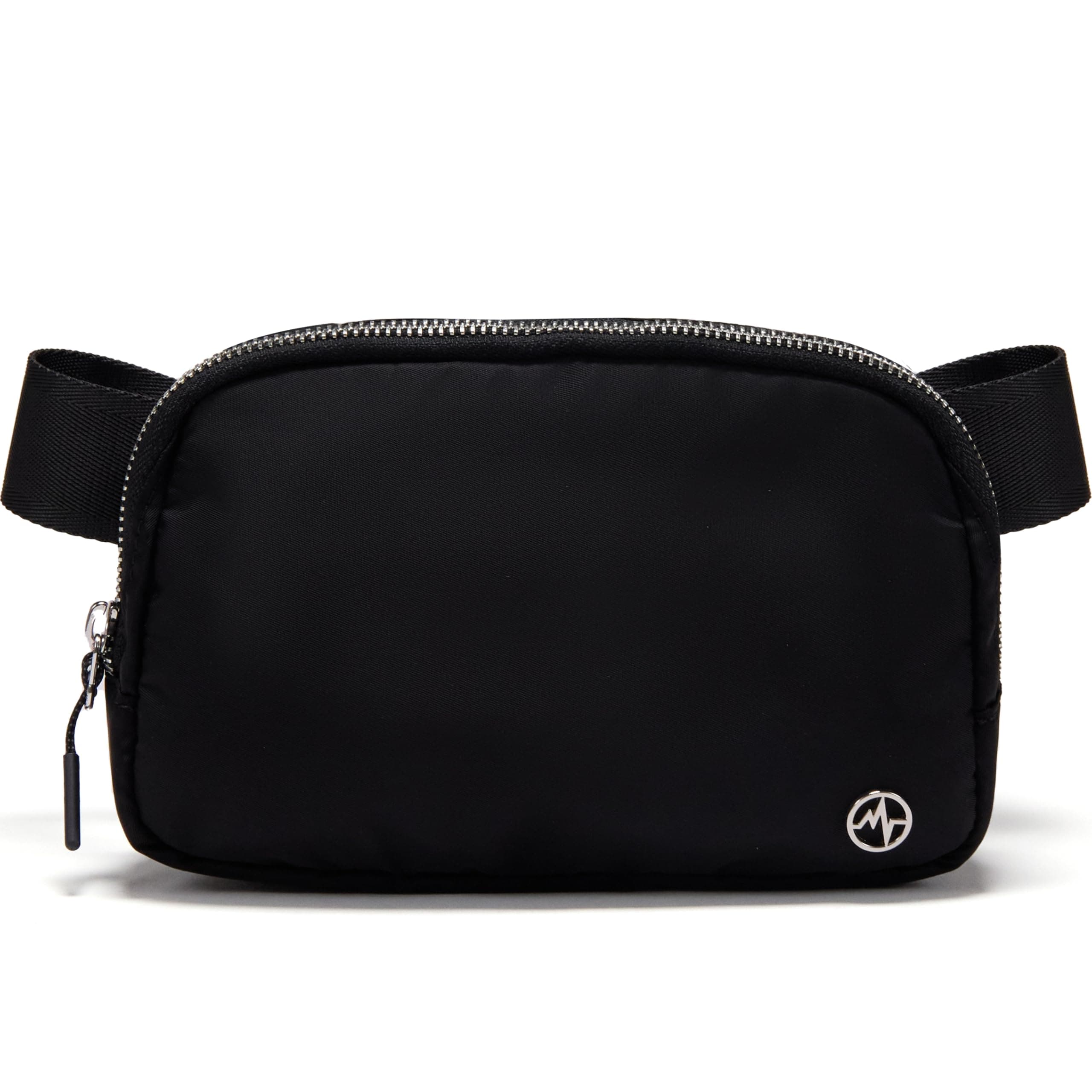 Pander Black Belt Bag with Adjustable Strap, Nylon Mini Fanny Pack for Outdoors Workout Traveling Casual Running Cycling, 1L