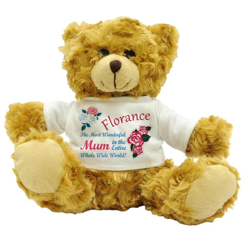 Florance The Most Wonderful Mum In The Entire Whole Wide World! Personalised Mother's Day Plush Teddy Bear (Approx 22cm High).