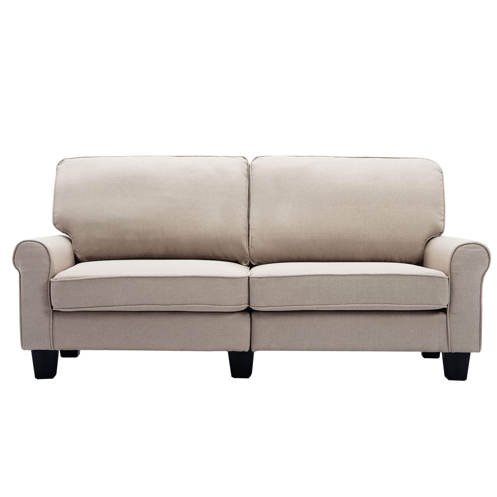 Unihome Modern Upholstered Linen Fabric 71'' Loveseat Sofa Couch Living Room Flared Arm Beige