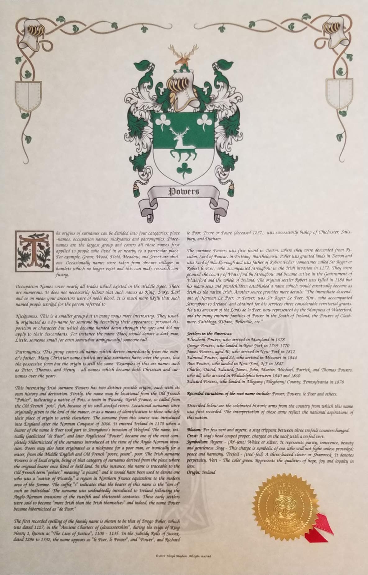 Mr Sweets Gardini Coat of Arms, Crest & History 11x17 Print - Name Meaning, Genealogy, Family Tree Aid, Ancestry, Ancestors, Namesakes - Surname Origin: Italian Italy