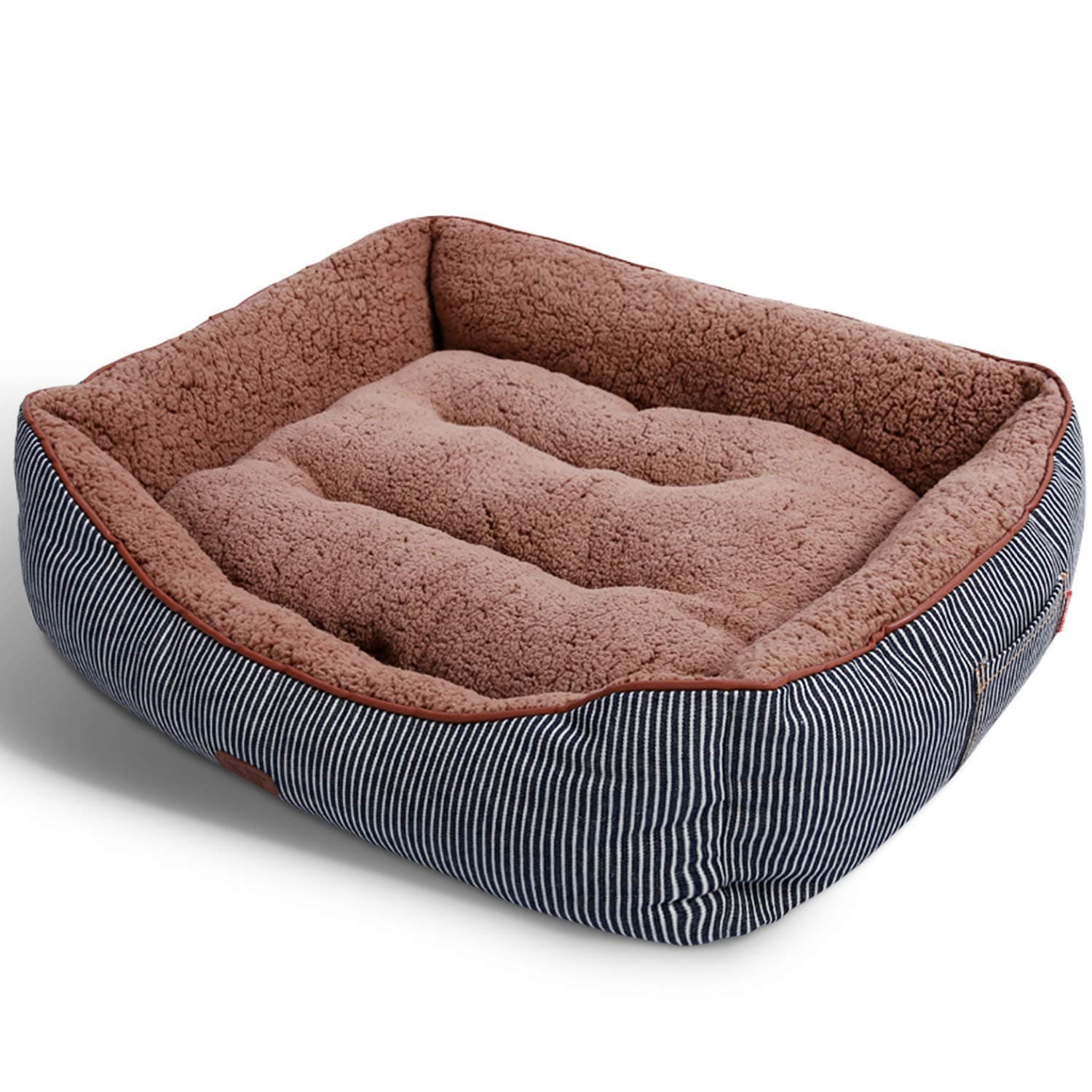 Smiling Paws Pets Large Washable Dog & Cat Bed / Lounge with Extra Soft Organic Cotton Sides, Premium Plush Puppy & Kitty Sofa for Medium & Large Doggies & Animals (35" x 26" x 7")
