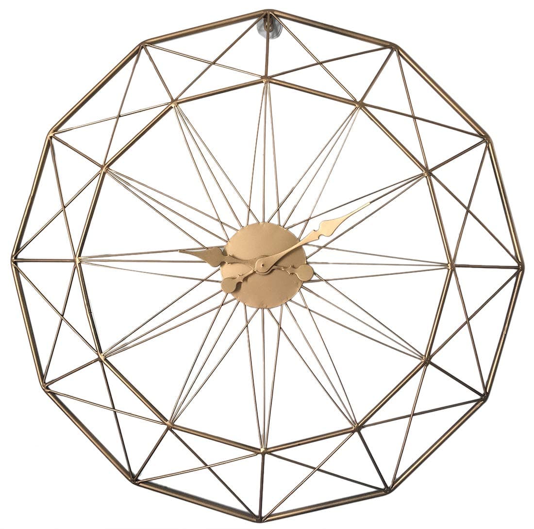 ReallyPow Metal Wall Clock 60cm Large Skeleton Wall Clock Silent Non-ticking Retro Style Iron Art Wall Clock for Home decor (Golden)