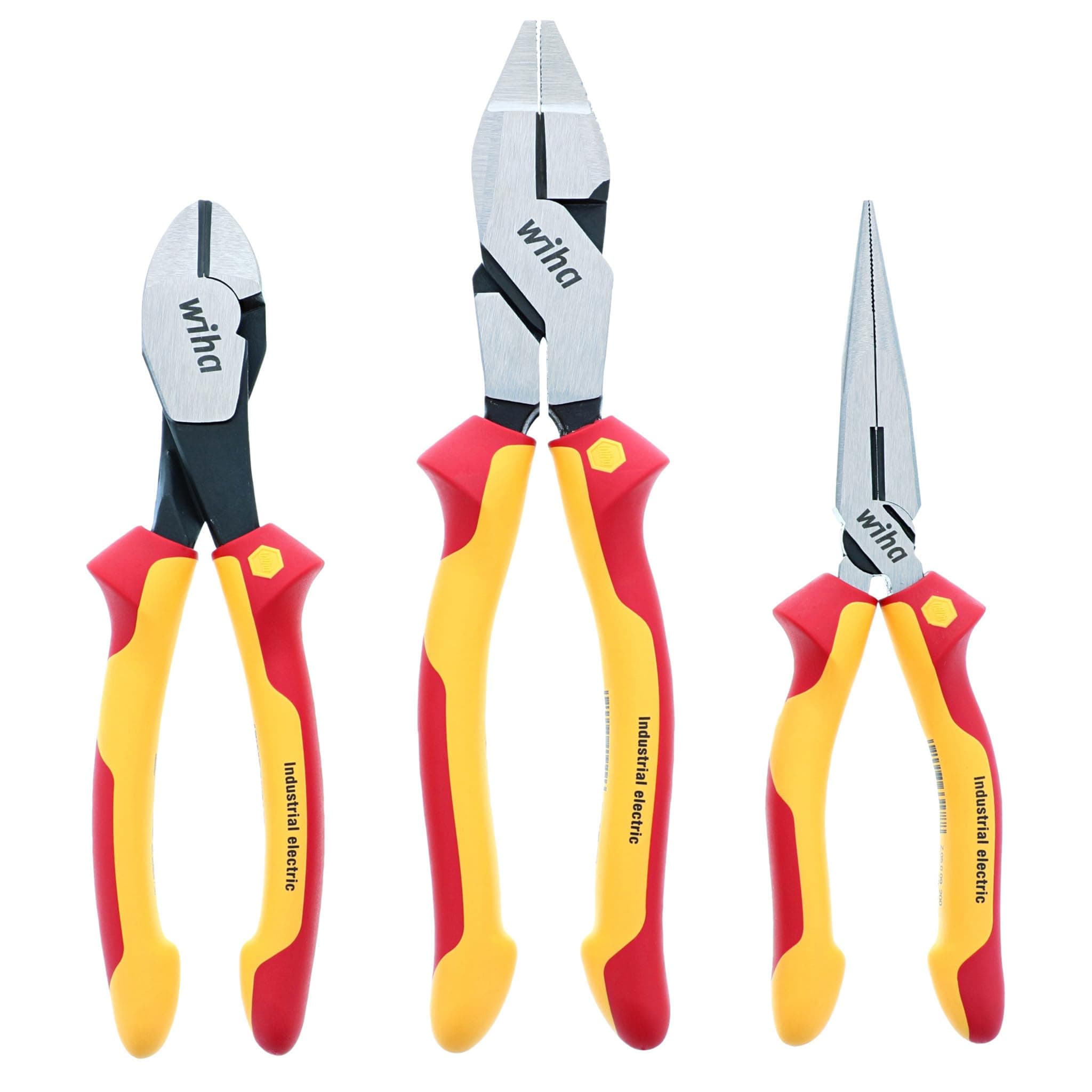 32968 3 Piece Insulated Industrial Grip Pliers and Cutters Set, Red