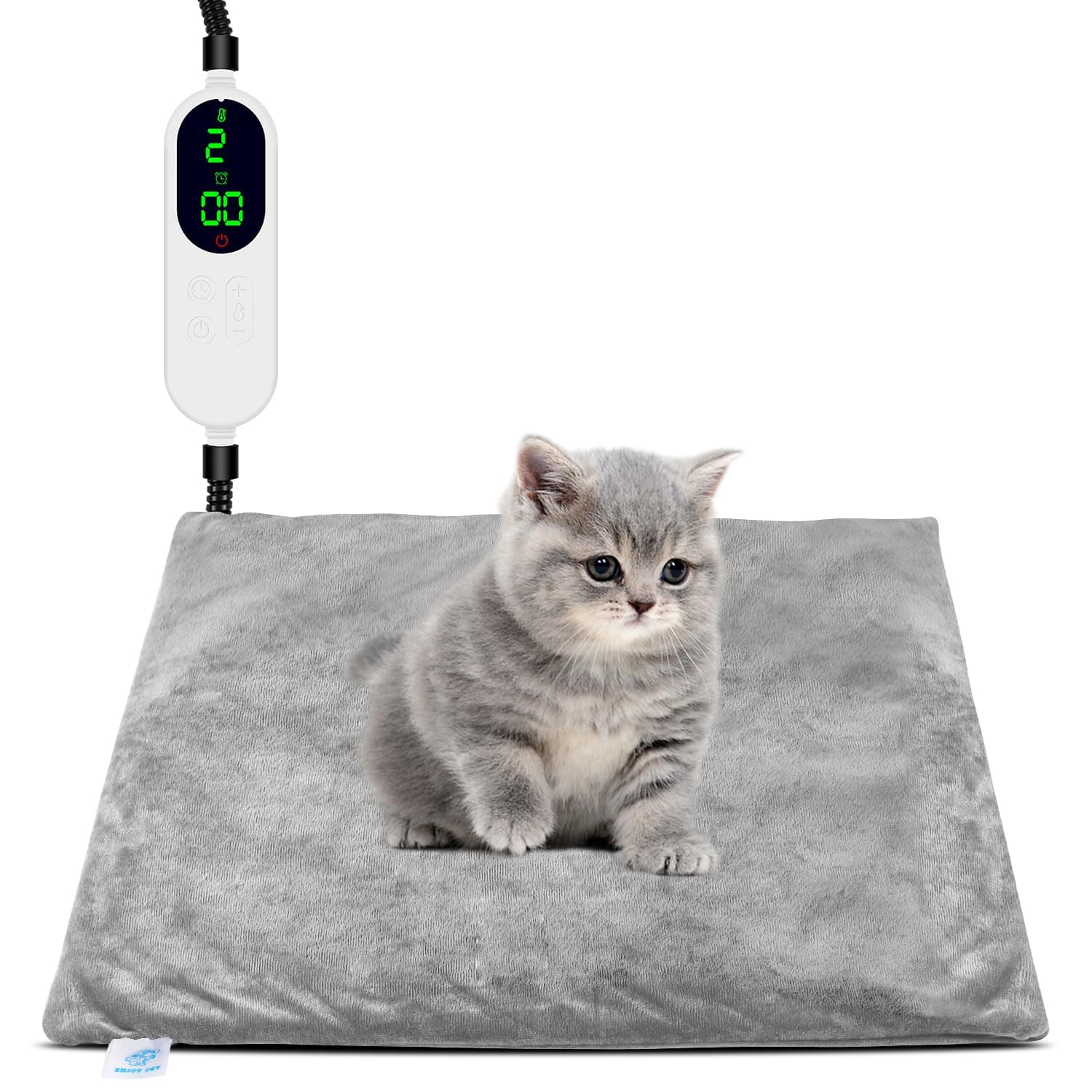 Heated Cat Bed for Indoor Cats, Electric Pet Heating Pad for Dogs Cats with Timer, 9 Level Temperature Cat Heating Pad Waterproof Heated Mat for Puppy Dog Cat (18" X 18")