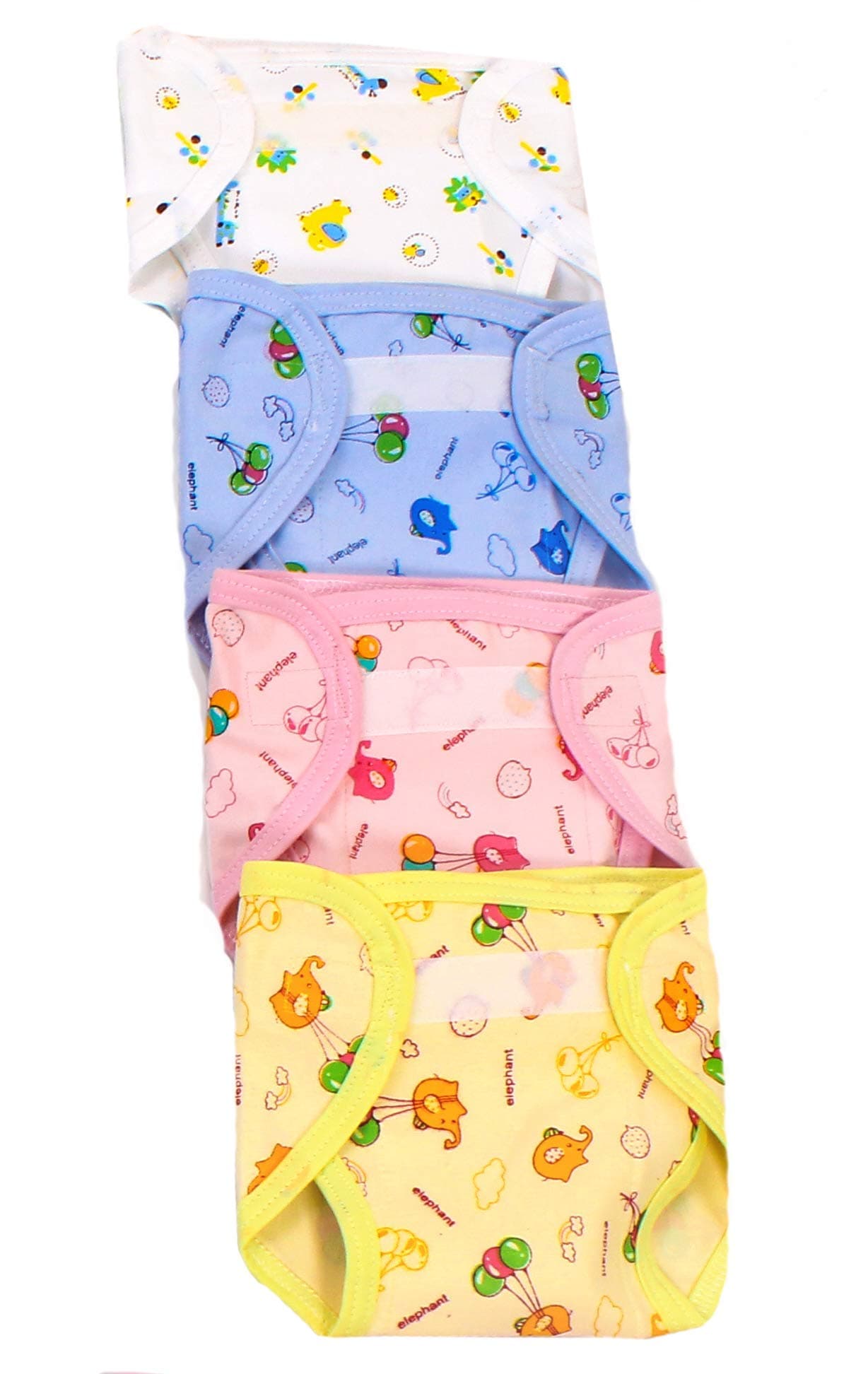 Padded Nappy for New Born Baby - Set of 4 Pcs/Hosiery Cotton Cloth Diapers/Langot for Babies/Nappies/U Shaped/Washable and Reusable(0-9 Months)
