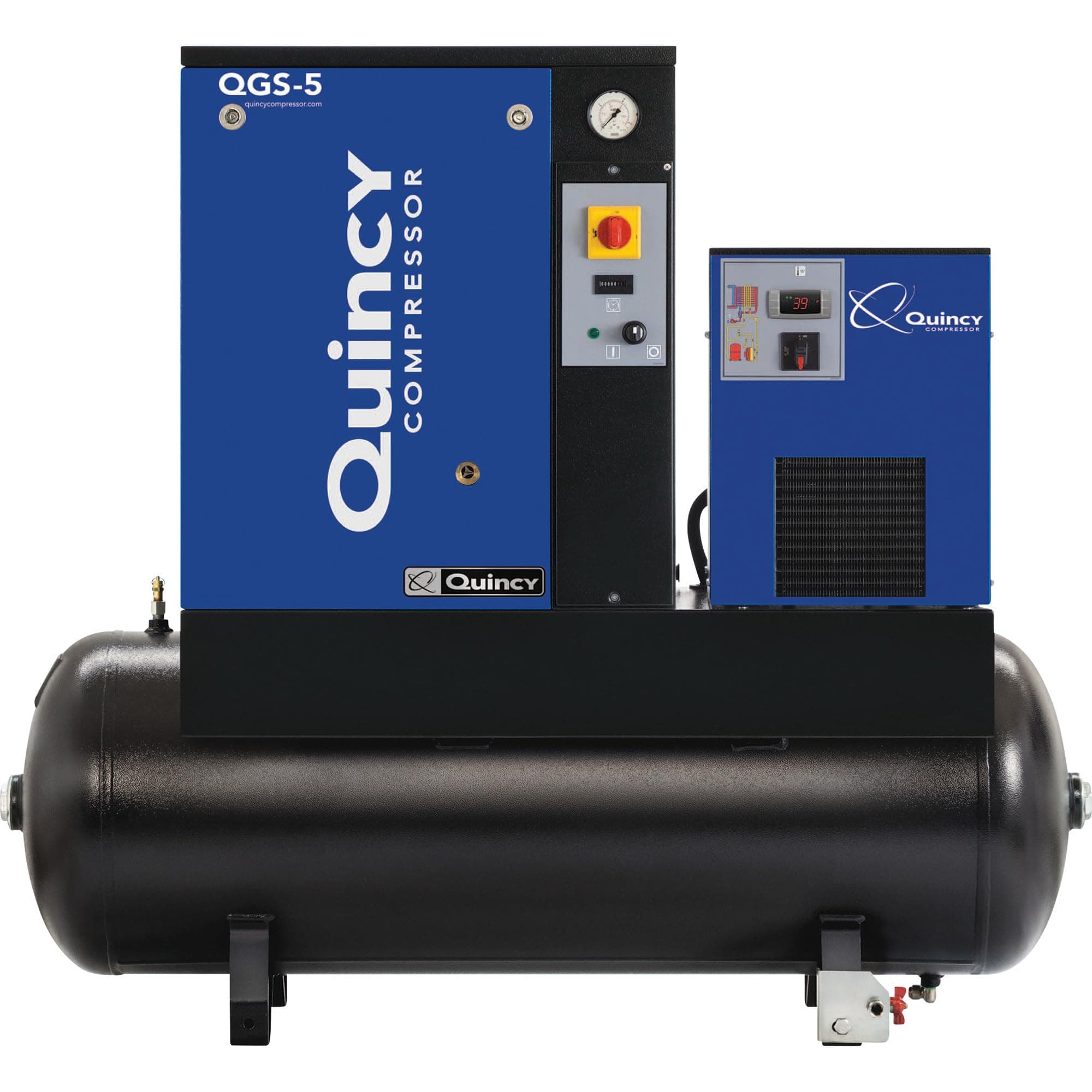 Quincy QGS Rotary Screw Compressor with Dryer - 5 HP, 200/208, 230, 460 Volt 3 Phase, 60 Gallon, 16.6 CFM, Model Number QGS-5TMD