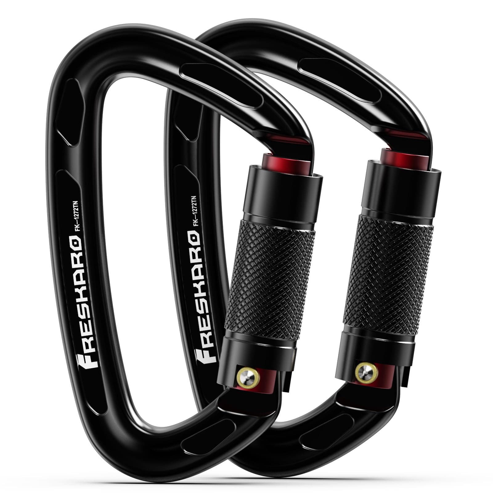 CE and UIAA Certified Climbing Carabiners, 25kN/2550kg, Twist Lock, Suit for Rock Climbing, Rappelling, Camping, Dog Leash, Hammock, Swing, Yoga etc, D Shaped, Large Size, Black