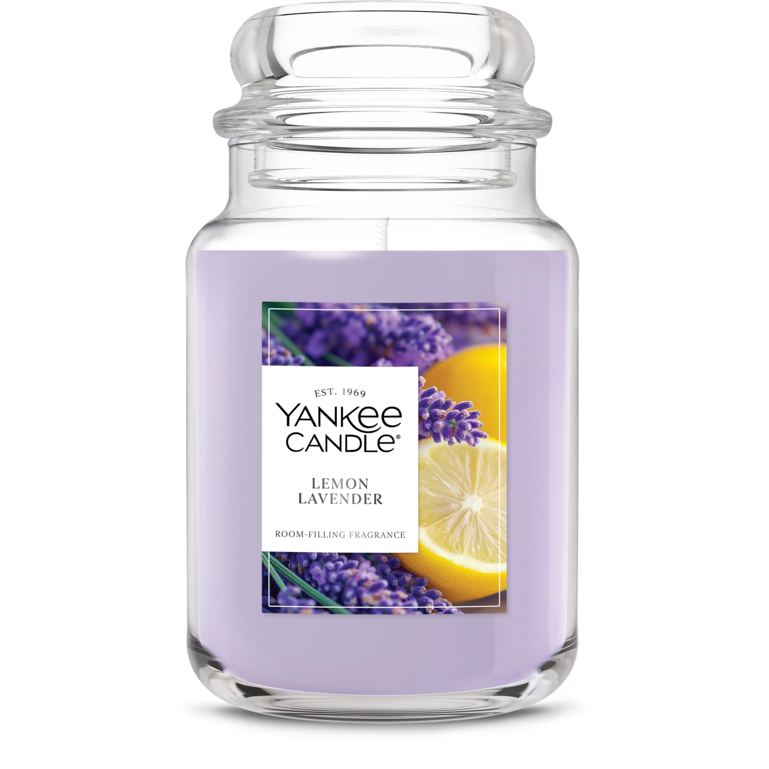Lemon Lavender Scented Candle, 22oz Large Jar with up to 150 Hour Burn Time, Giftable, Birthdays