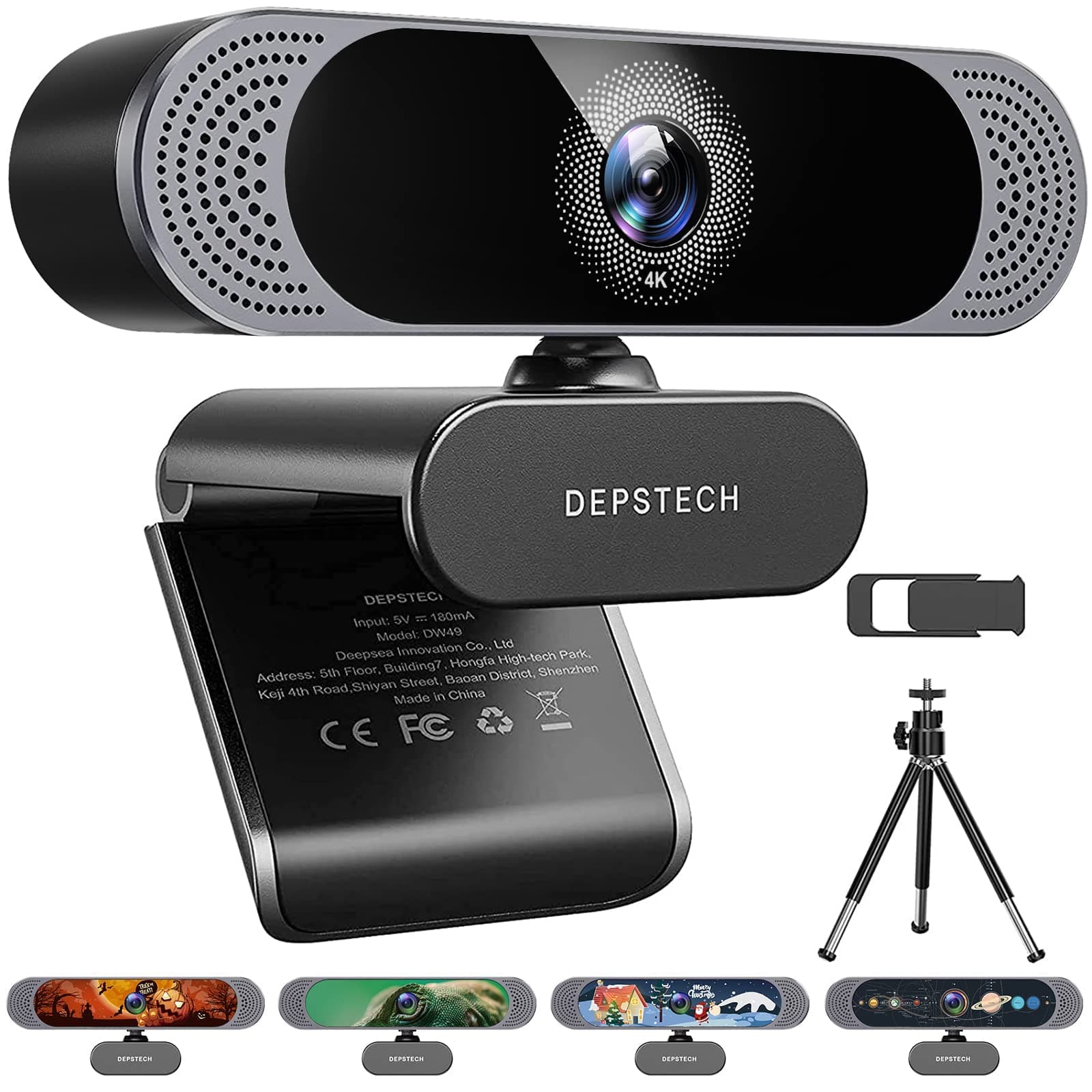 4K Webcam, DW49 HD 8MP Equipped with Sony Sensor Autofocus Webcam with Microphone, Privacy Cover, Plug Play USB Computer Web Camera for Pro Streaming/Online Teaching/Video Calling/Zoom/Skype