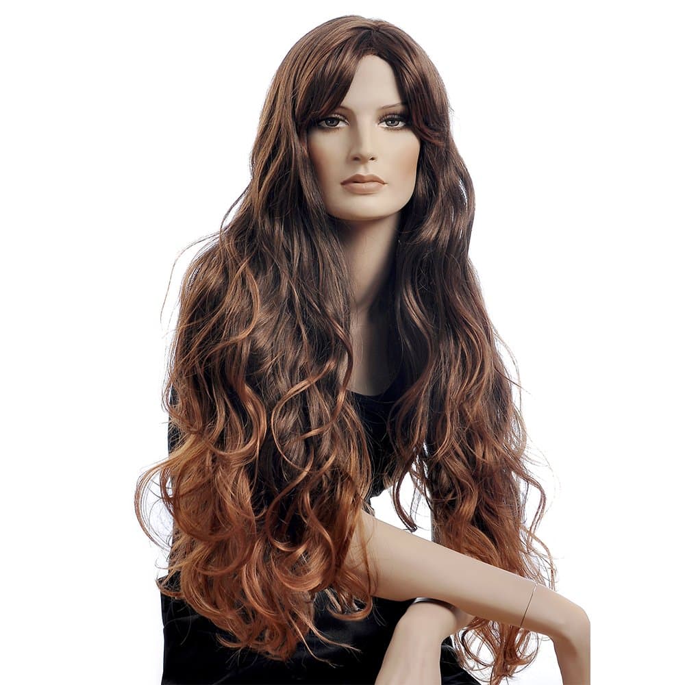 Super Long Brown Hair Wigs for Women Hair Weaves Wigs with Bangs Synthtic Women Wigs Sexy Wigs D3511