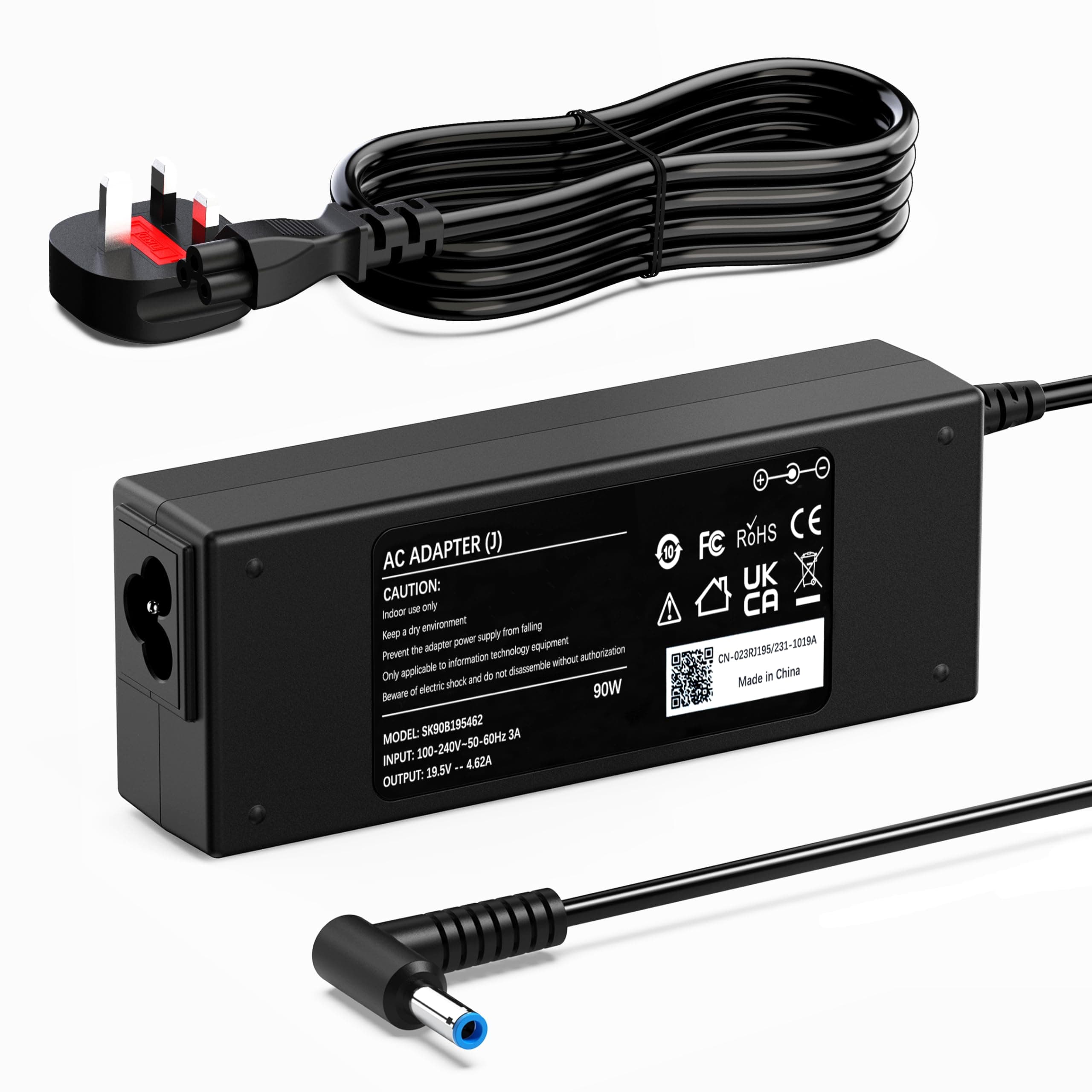 Laptop Charger Compatible with HP 250-G7 250-G6 G5 G4 350-G2 EliteBook ProBook G3 G4 G5 G6 G7 430 440 450 455 470 640 645 655 with Blue Tip 4.5mm × 3.0mm 90W/65W/45W UK Power Supply Adapter