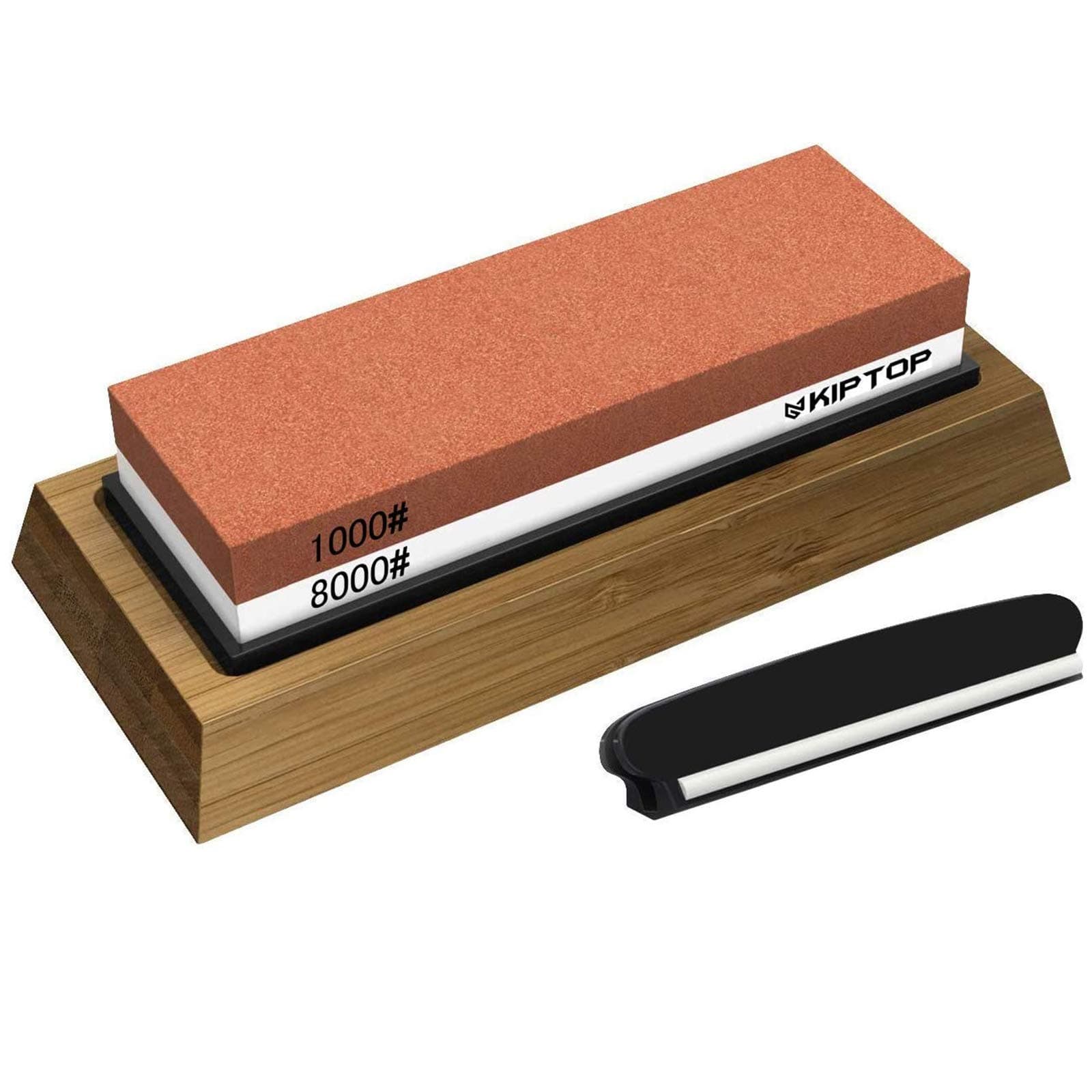 Whetstone Knife Sharpening Stone 2 Side Grit 1000/8000 Waterstone | Best Premium Whetstone Sharpener | Nonslip Bamboo Base & Angle Guide for Kitchen, Woodwork, Outdoors