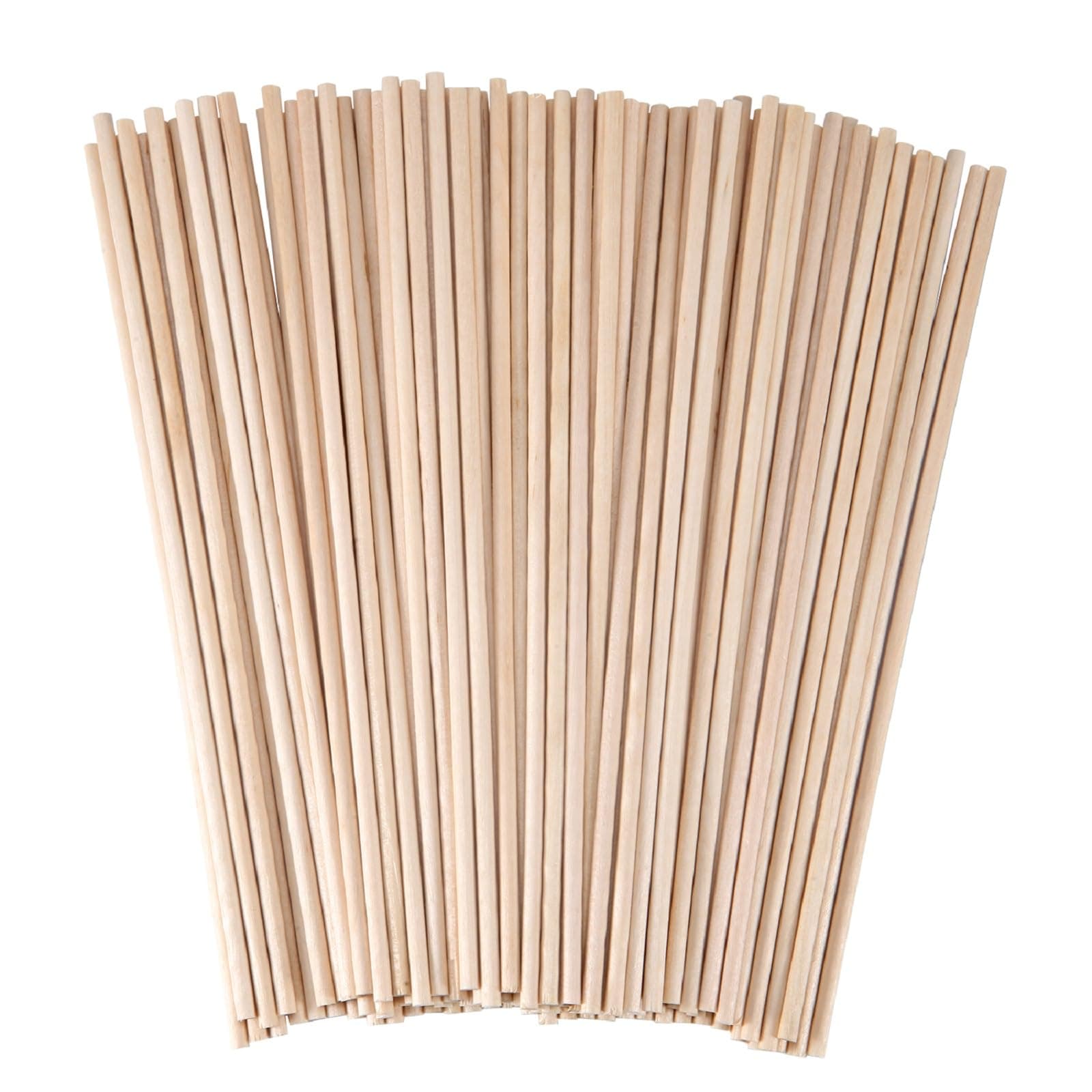 Wooden Dowel Rods 1/8 x 6 Inch Unfinished Natural Wood Craft Dowel Bamboo Sticks for Flower Bouquet Crafting, 100 Pieces