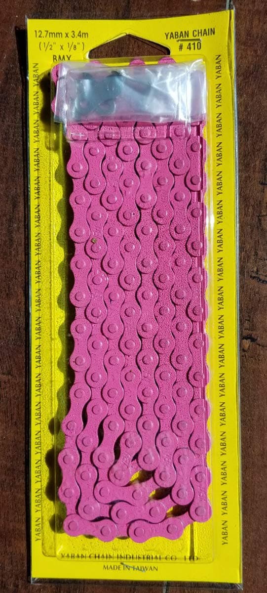 Yaban Made in Taiwan Colored Bicycle Chain - All Pink, 1/2" X1/8" X 112L, for Single 1-Speed, Fixie Fixed Gear Road Bikes and Beach Cruiser Bikes