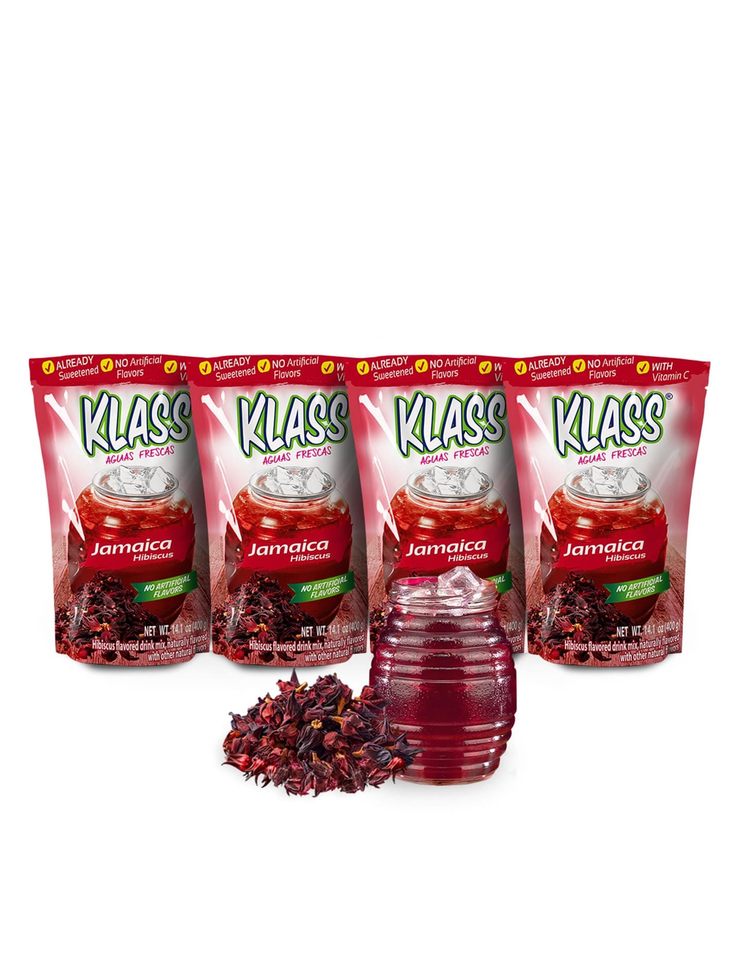 Drink Mix Hibiscus | Flavors From Natural Sources, No Artificial Flavors, With Vitamin C (Makes 7 to 9 Quarts) 14.1 Oz Family Pack (4-Pack)