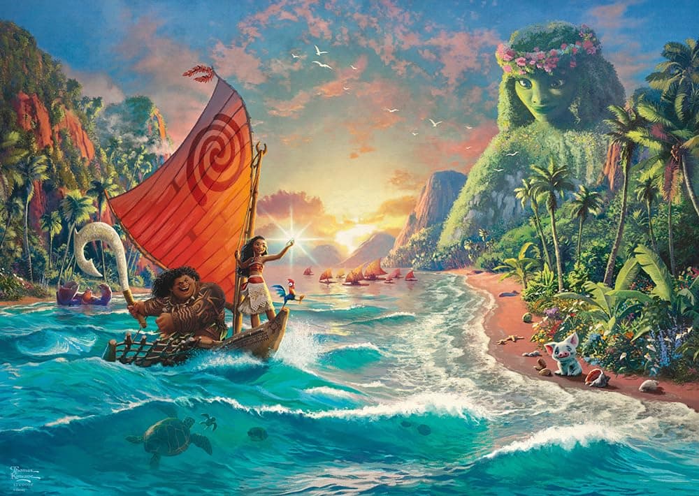 Thomas Kinkade: Disney Moana - 1,000 Pieces | Adult Jigsaw Puzzle | Ages 12+, Black White 1877