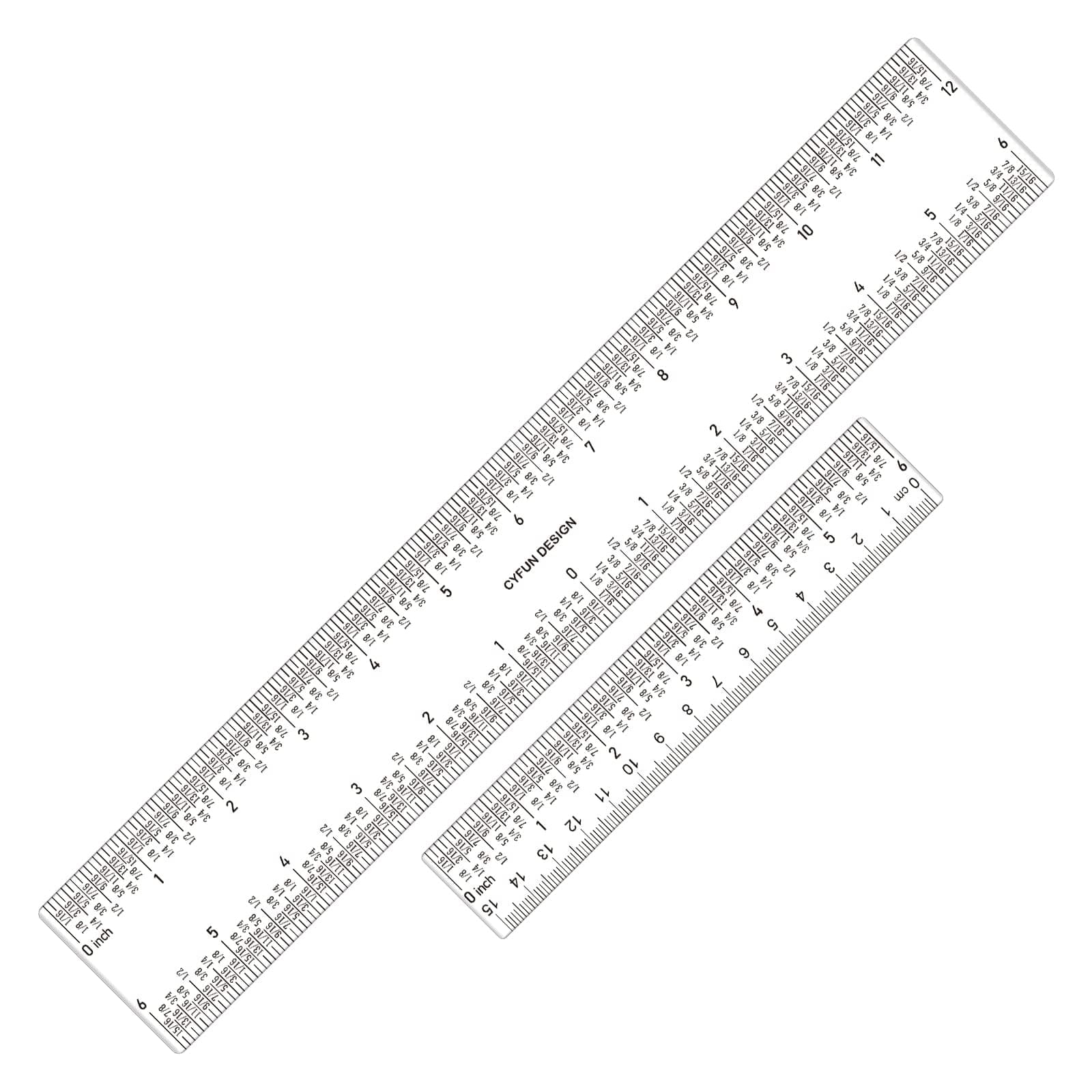 BAOFALI 2 PCS 6"/12" Clear Acrylic Ruler Zero-Centering Ruler with Inches & Metric Measuring Tool 12" and 6" Inch Straight Edge Rulers for Scrapbooking Card-Making Student School Office Home Tool
